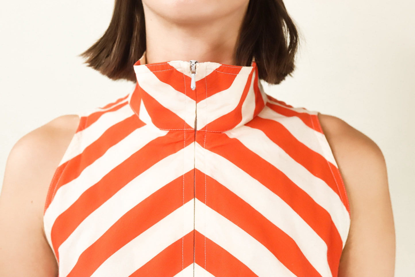Courreges Orange & White Chevron Stripe Mini Dress - The Kit Vintage