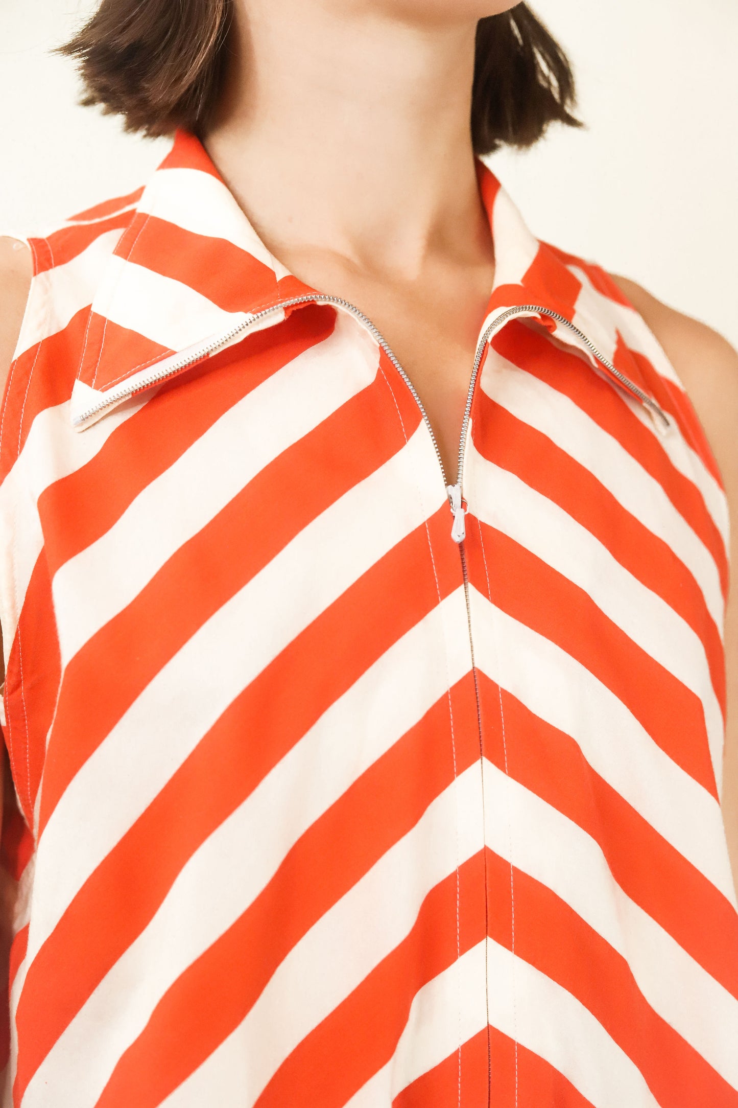 Courreges Orange & White Chevron Stripe Mini Dress - The Kit Vintage