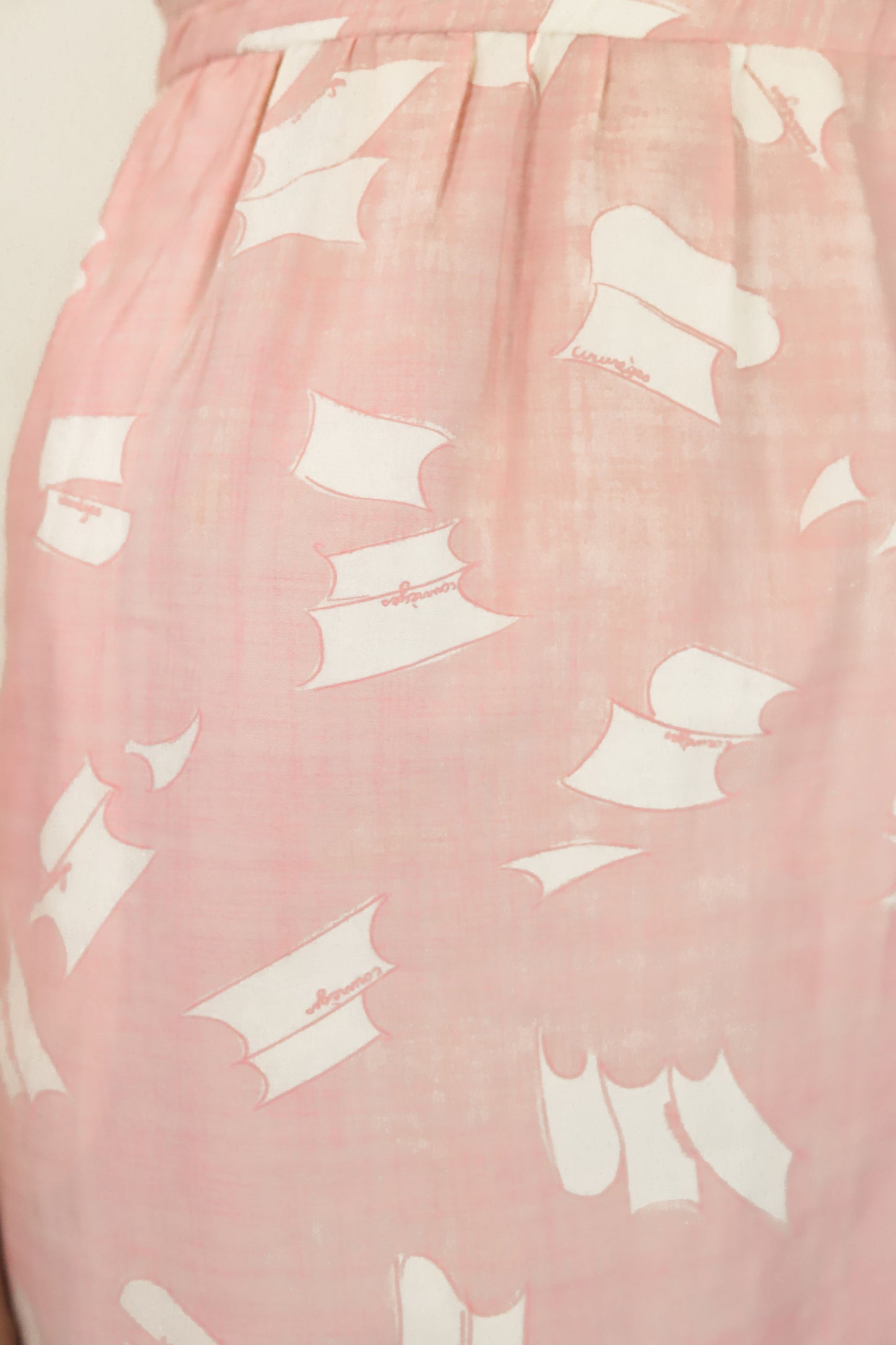 Courreges c. 1970's Pink with White Signed Cotton Dress