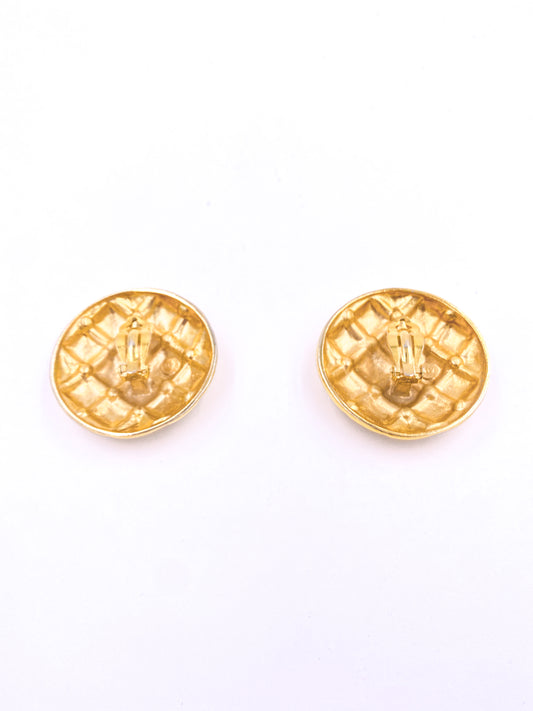 Gold Quilted Earrings - The Kit Vintage
