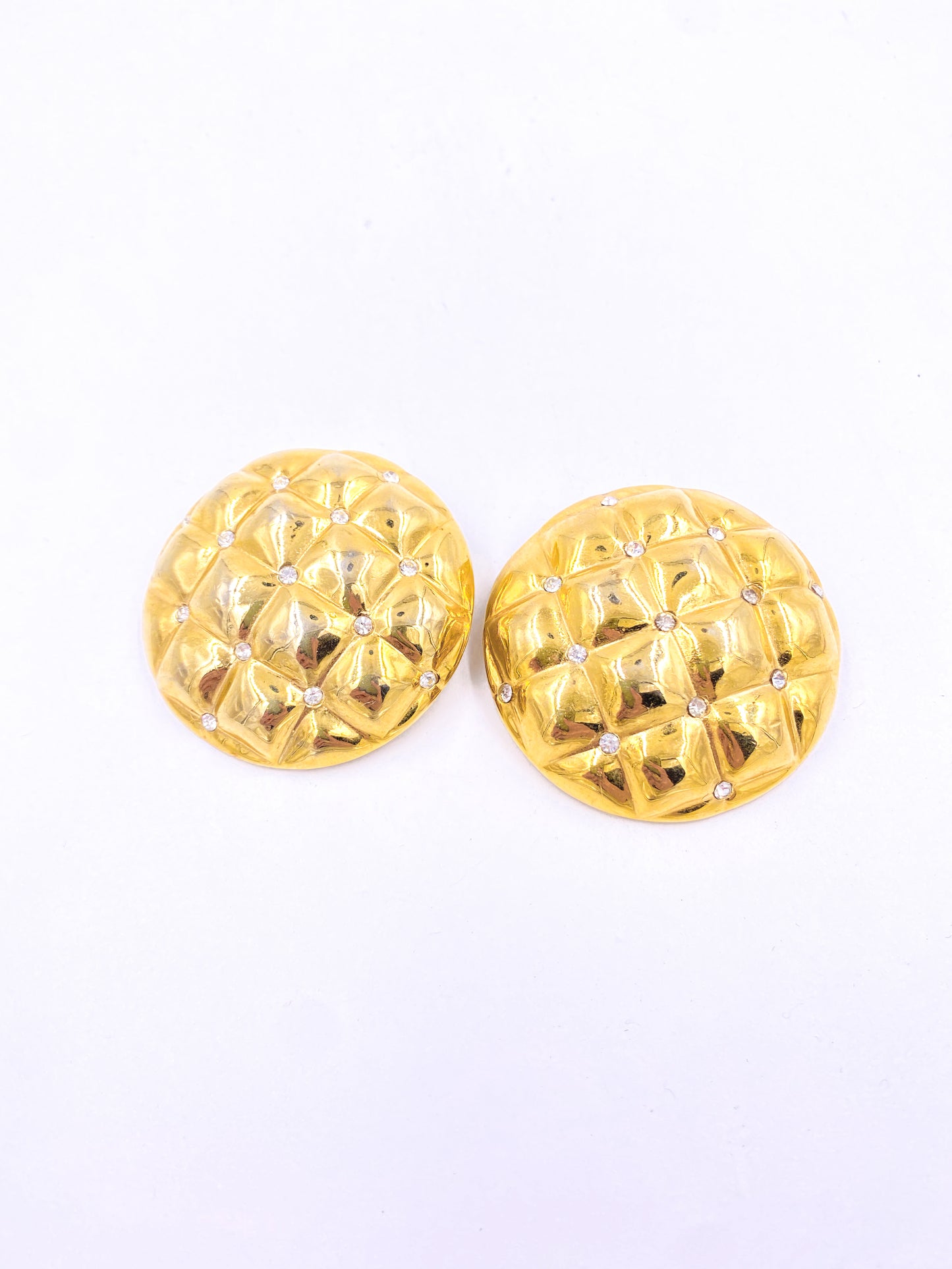 Gold Quilted Earrings - The Kit Vintage