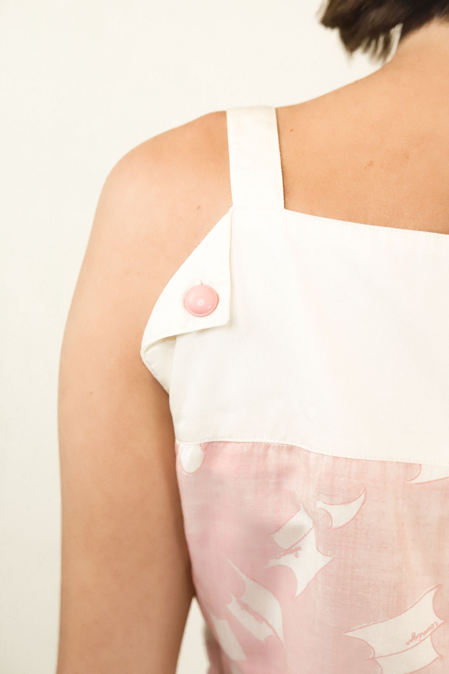 Courreges c. 1970's Pink with White Signed Cotton Dress
