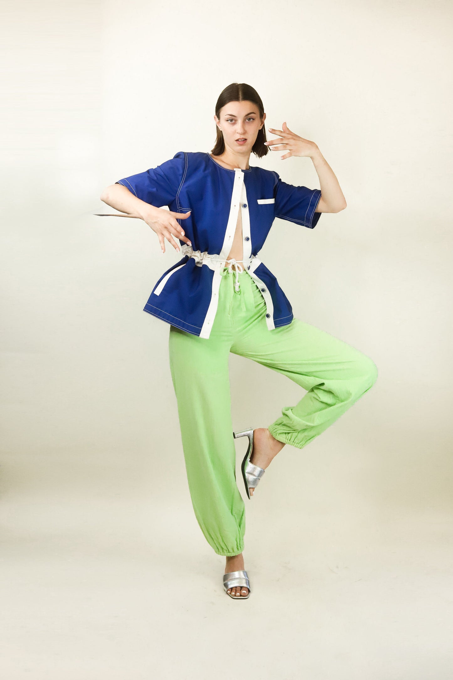 Courreges Blue & White Drawstring Jacket - The Kit Vintage