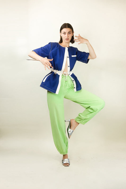 Courreges Blue & White Drawstring Jacket - The Kit Vintage