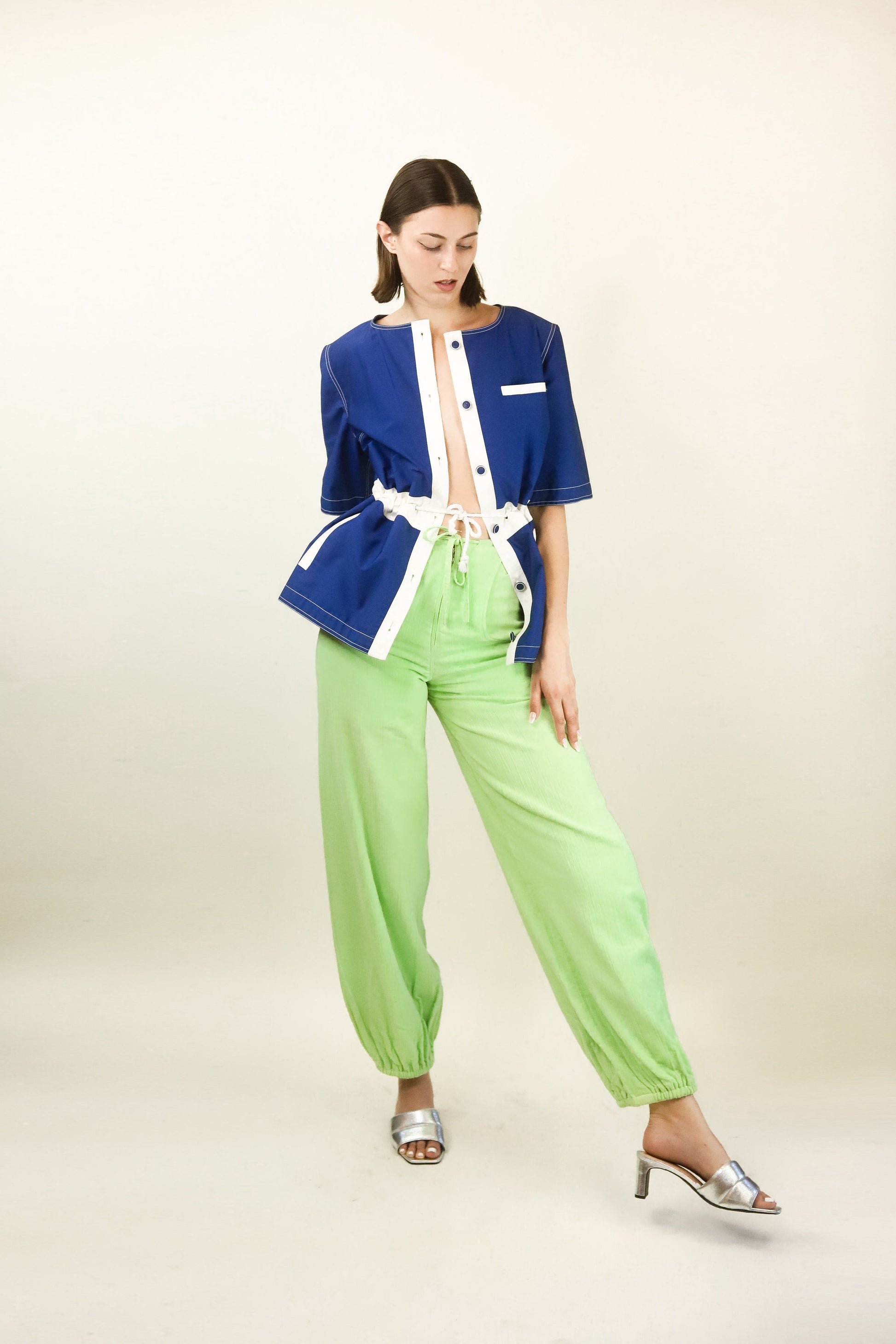 Courreges Blue & White Drawstring Jacket - The Kit Vintage