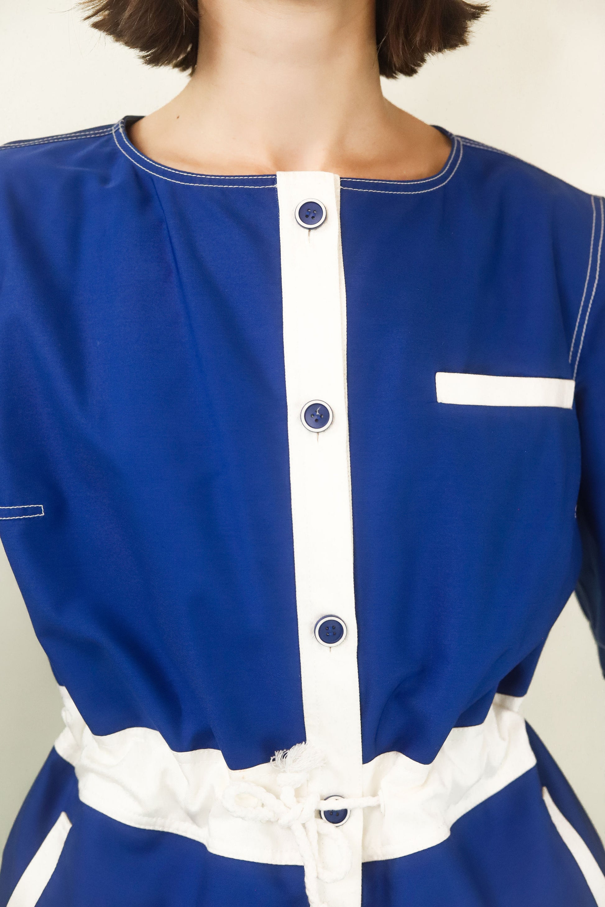 Courreges Blue & White Drawstring Jacket - The Kit Vintage