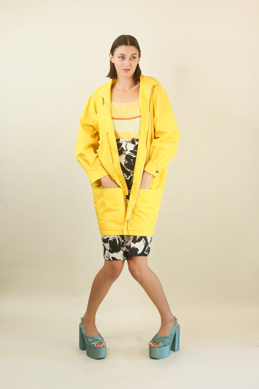 Courreges c. 1980's Yellow Lightweight Asymmetrical Closure Jacket - The Kit Vintage