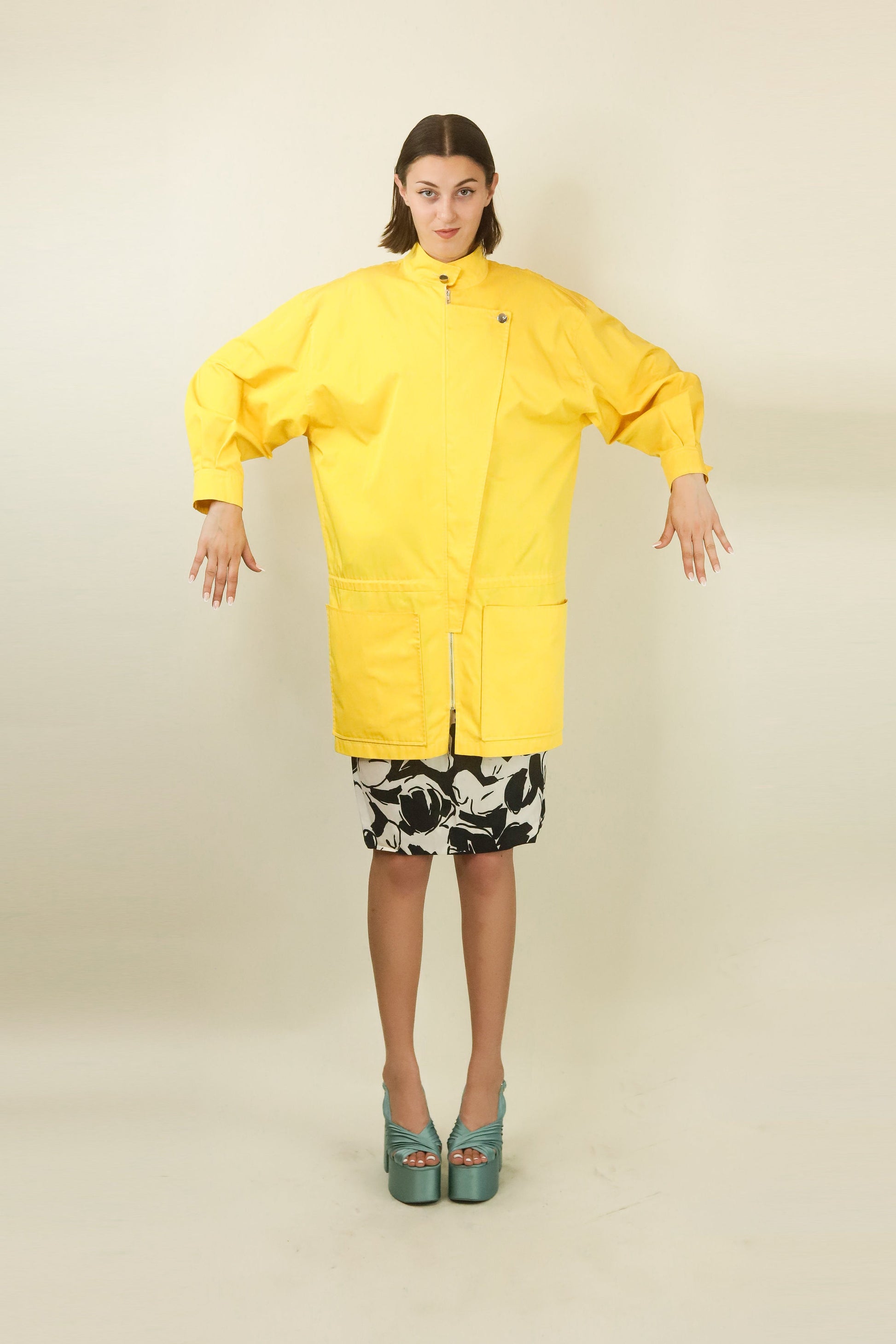 Courreges c. 1980's Yellow Lightweight Asymmetrical Closure Jacket - The Kit Vintage