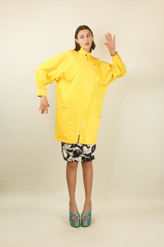 Courreges c. 1980's Yellow Lightweight Asymmetrical Closure Jacket