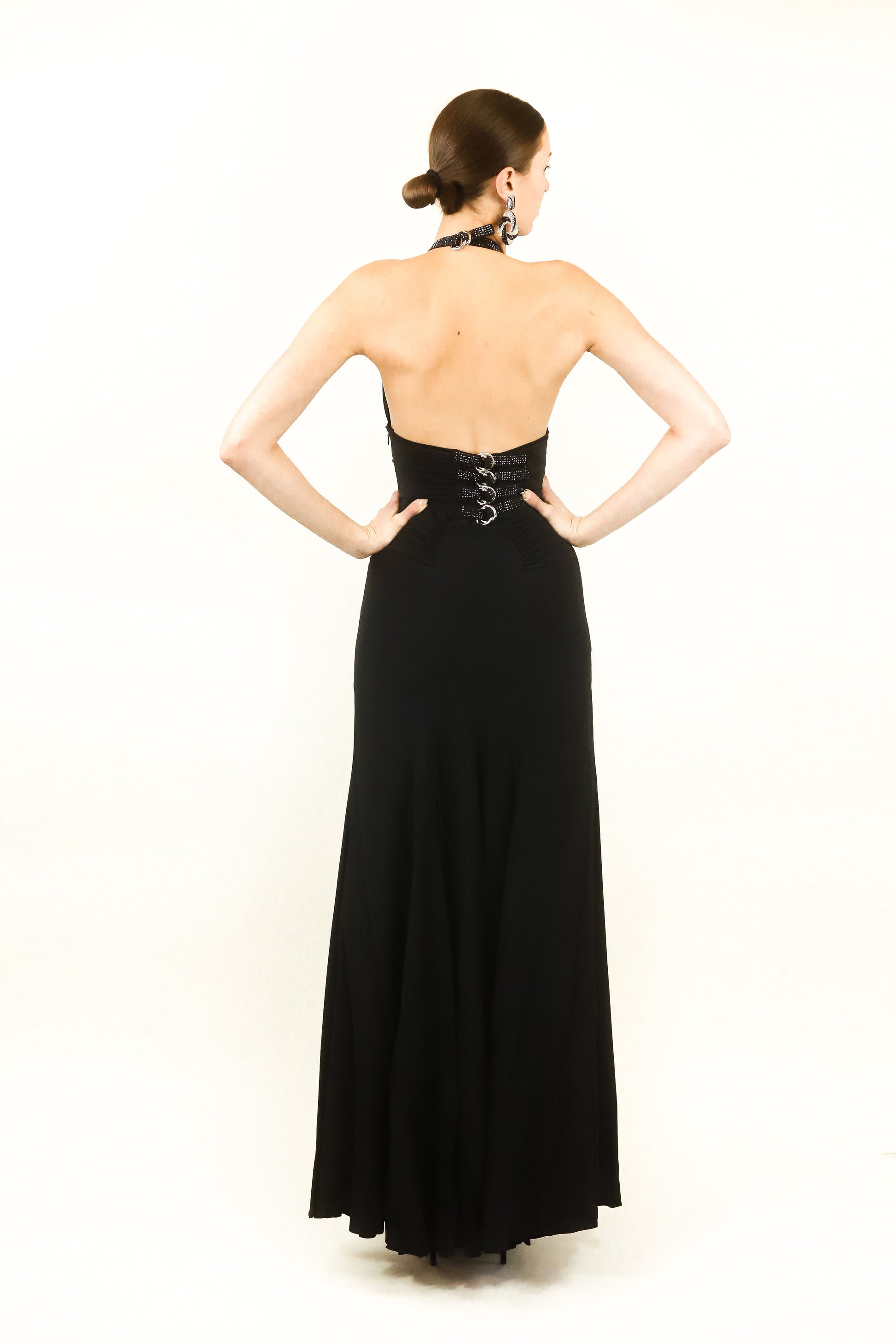 Versace Bondage & Rhinestone Buckle Halter Neck Gown - The Kit Vintage