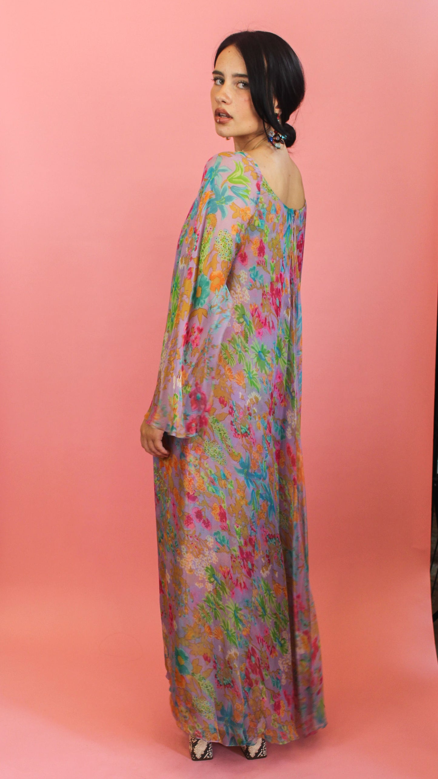 Stavropoulos Floral Printed Chiffon Gown - The Kit Vintage