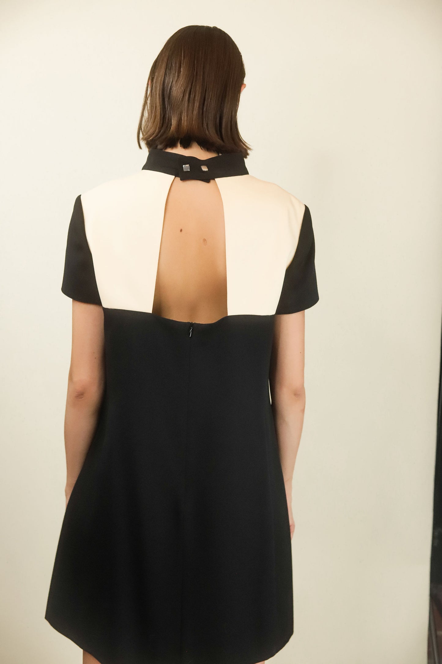 Courreges c.1980's Black/White Mod Space Age With Key Hole Neckline Dress - The Kit Vintage