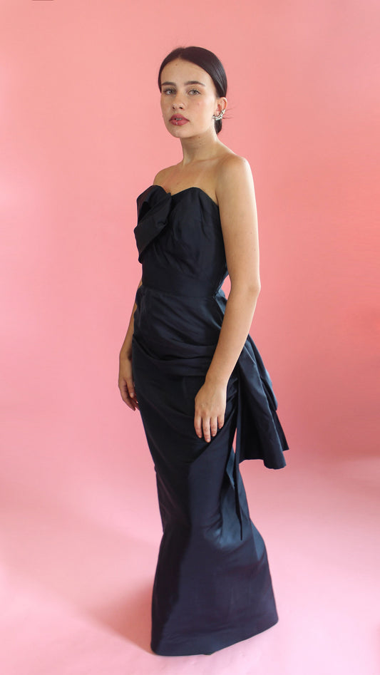Custom Couture Strapless Navy Gown