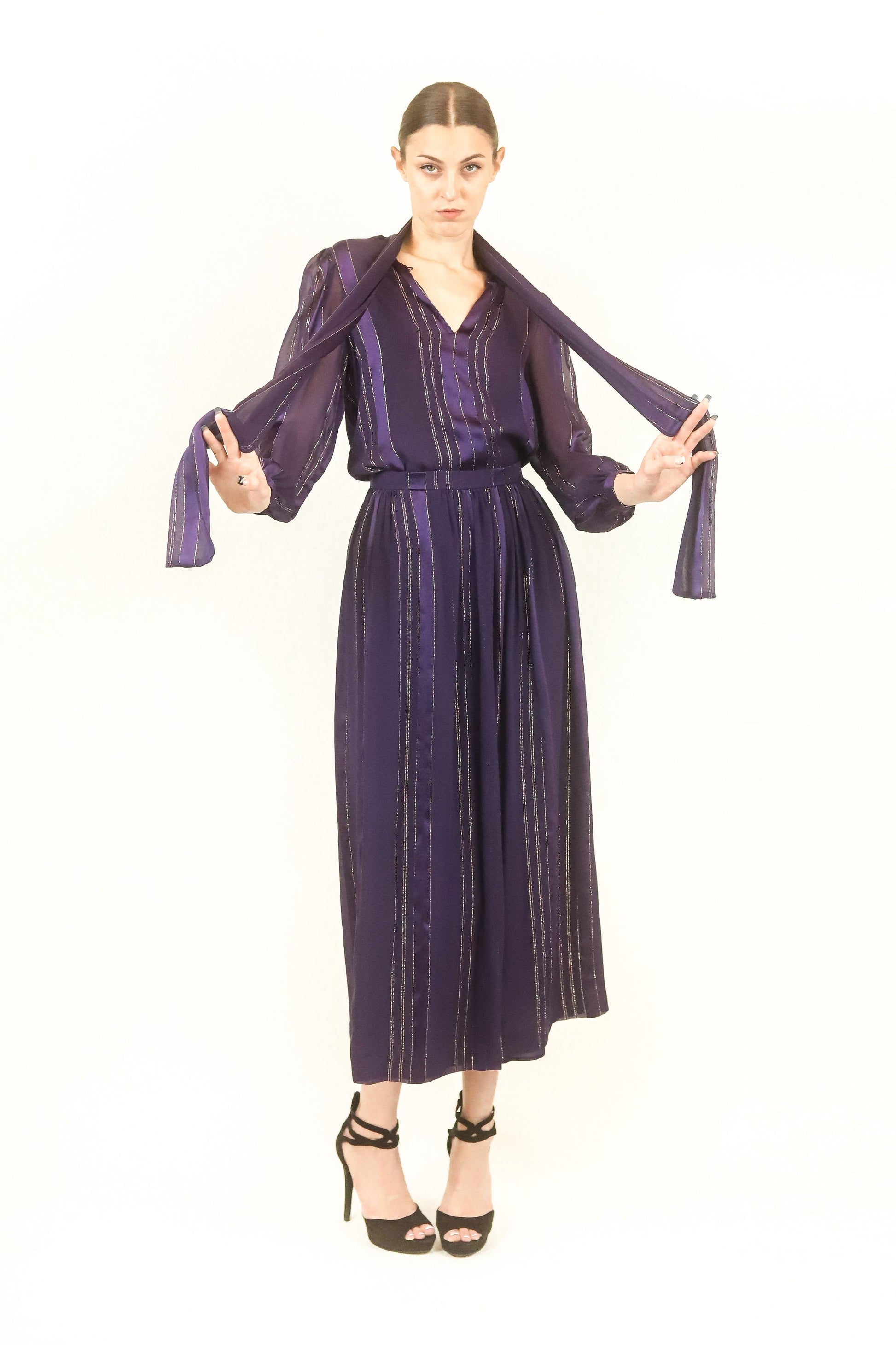 Givenchy Paris Silk & Gold Metallic Skirt Set - The Kit Vintage