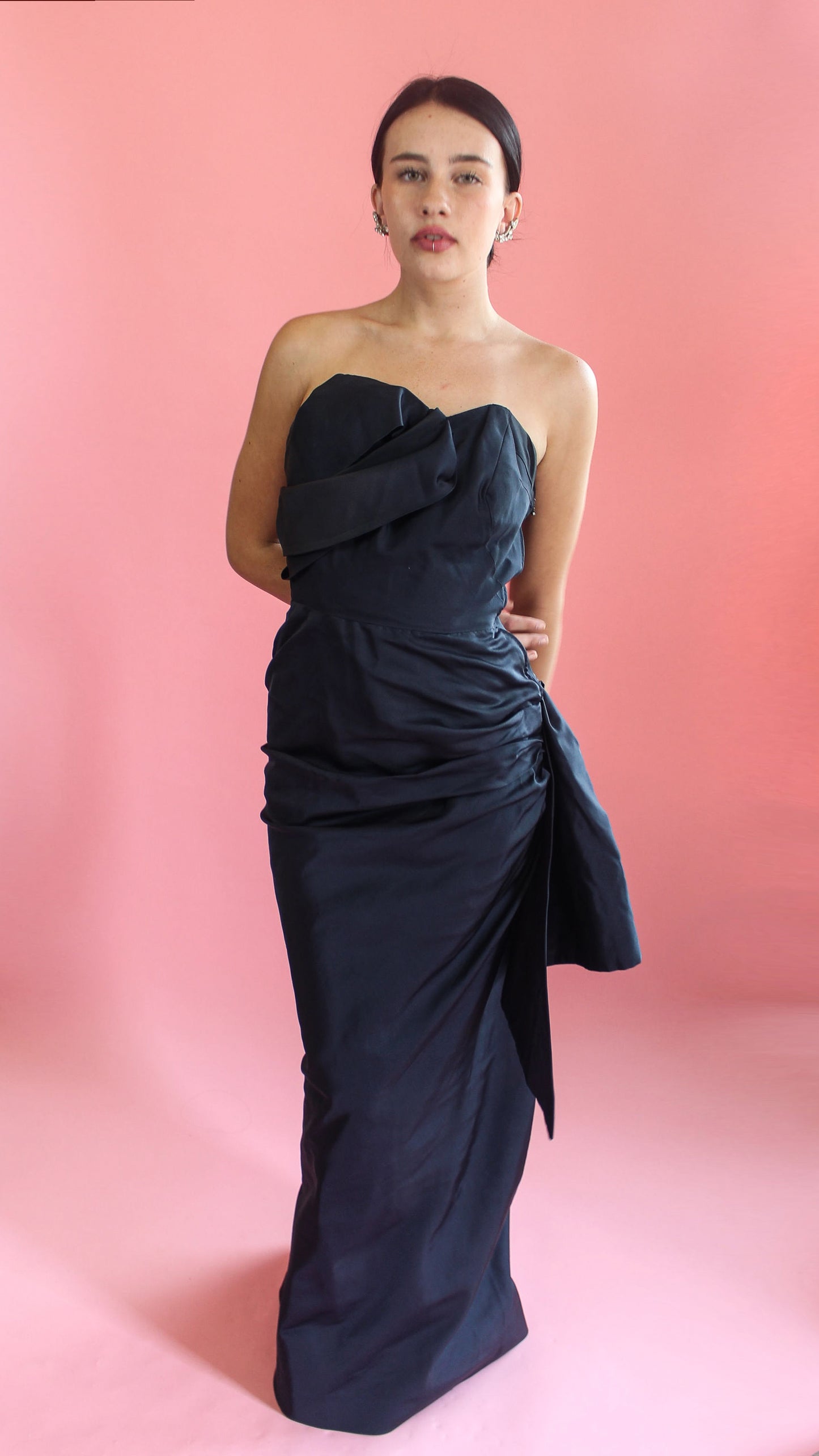 Custom Couture Strapless Navy Gown
