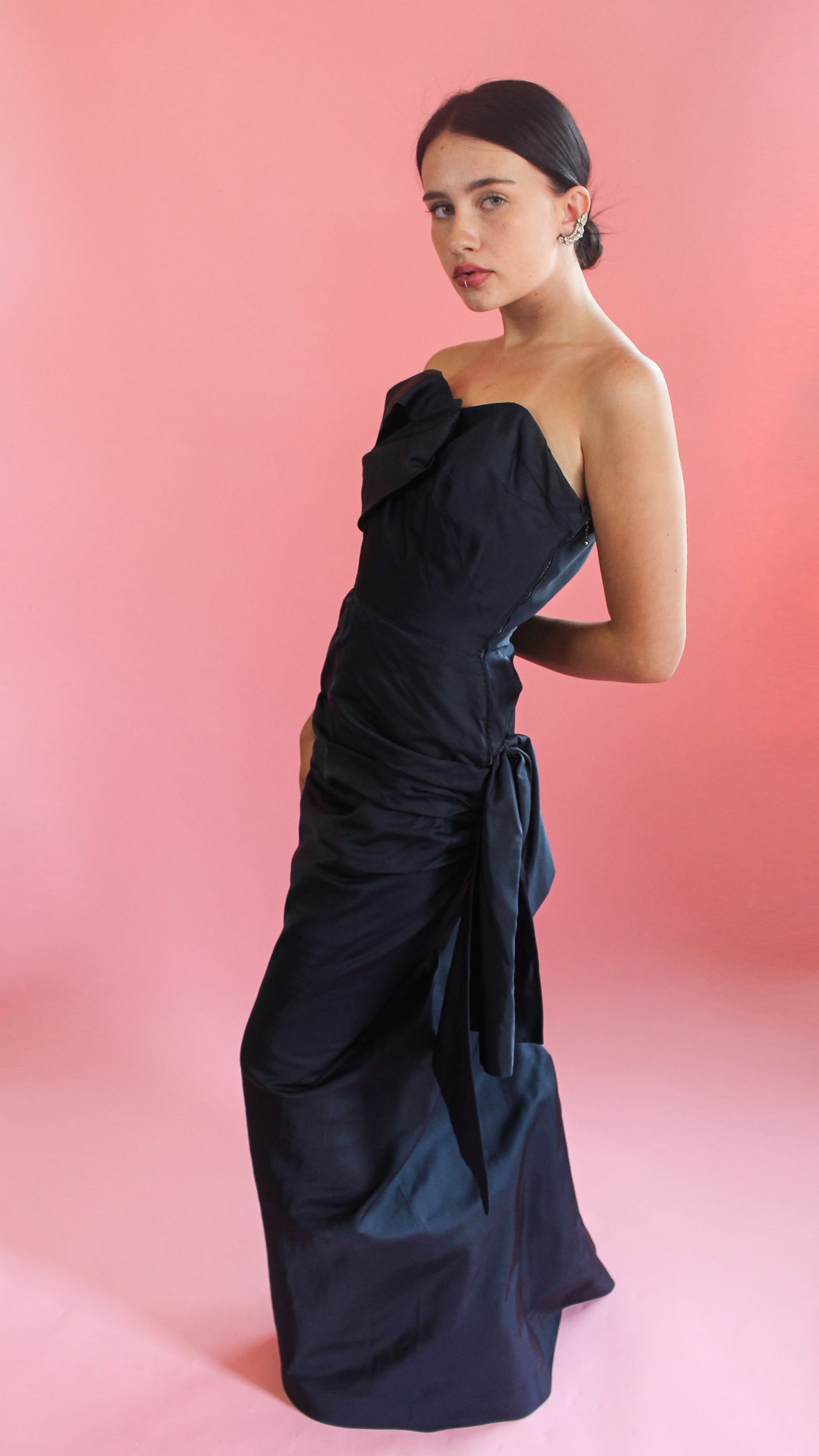 Custom Couture Strapless Navy Gown