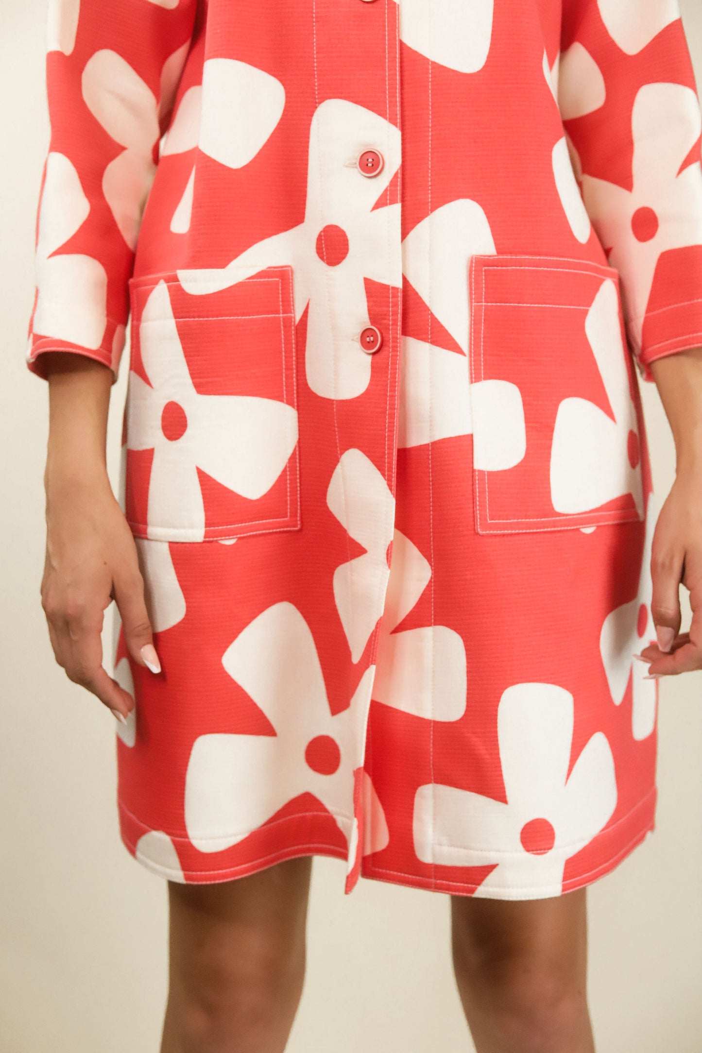 Courreges c. 1970's/80's Floral Coat - The Kit Vintage