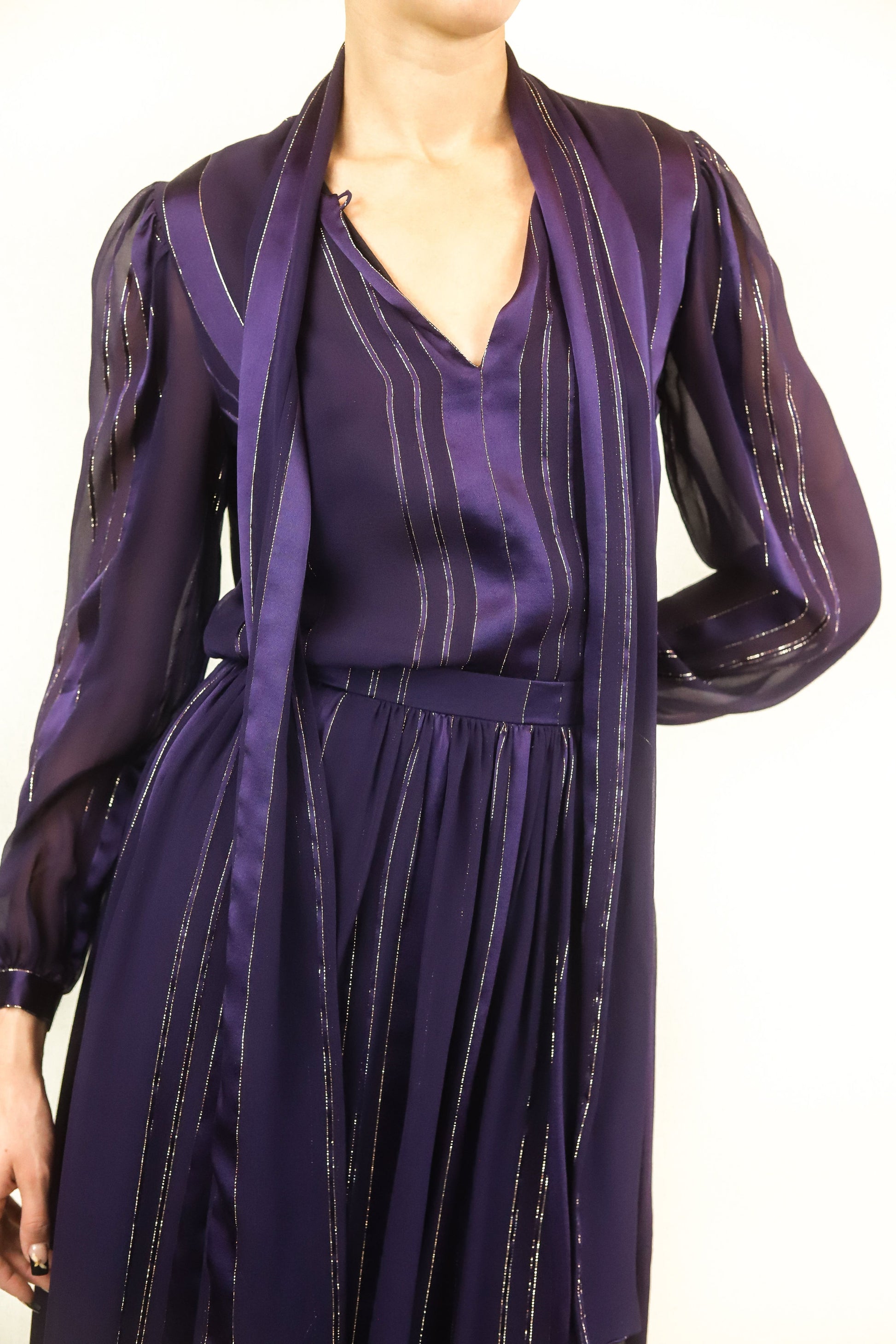 Givenchy Paris Silk & Gold Metallic Skirt Set - The Kit Vintage