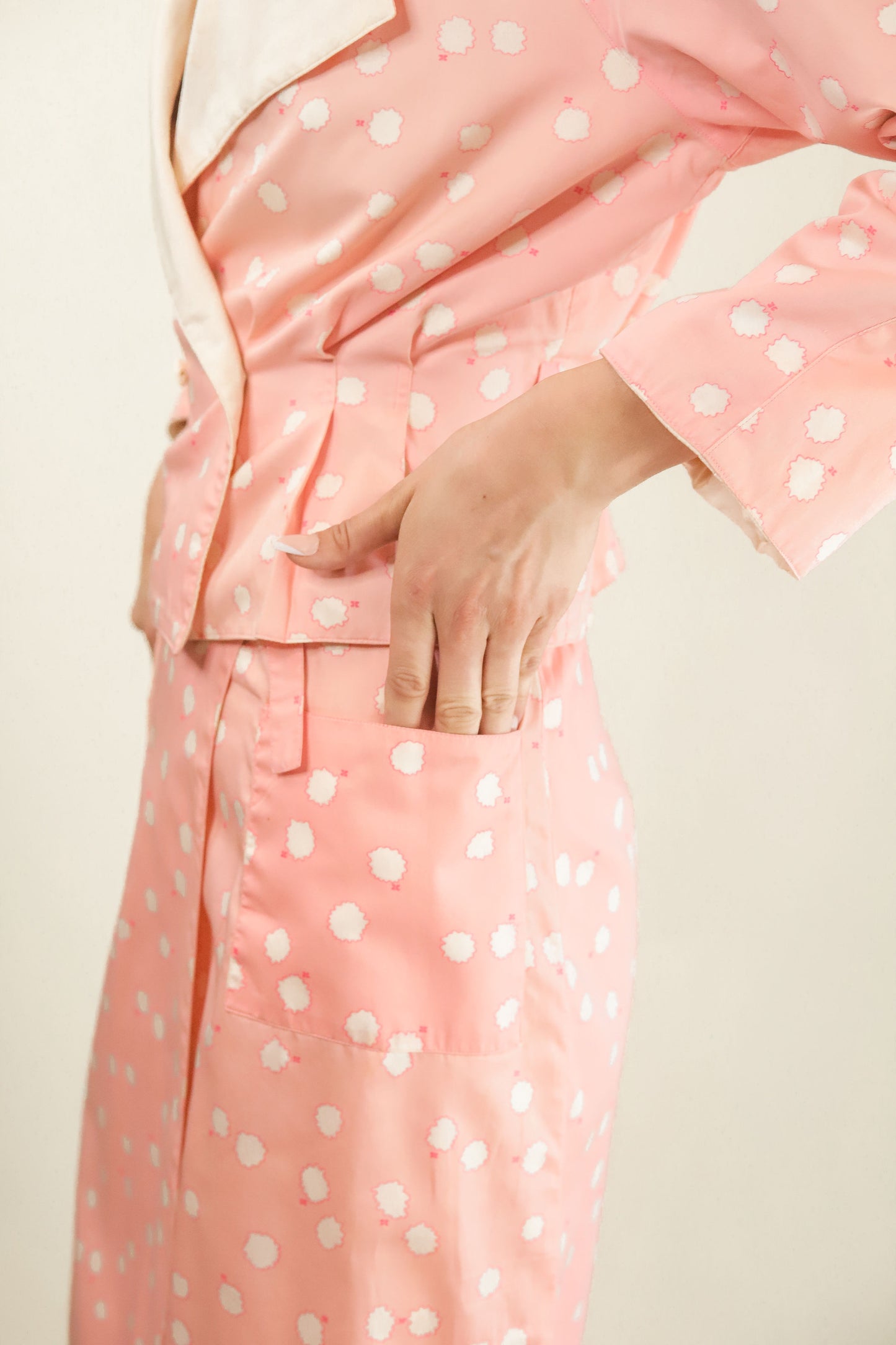 Courreges c. 1980's Pink and White Dot Skirt Suit - The Kit Vintage