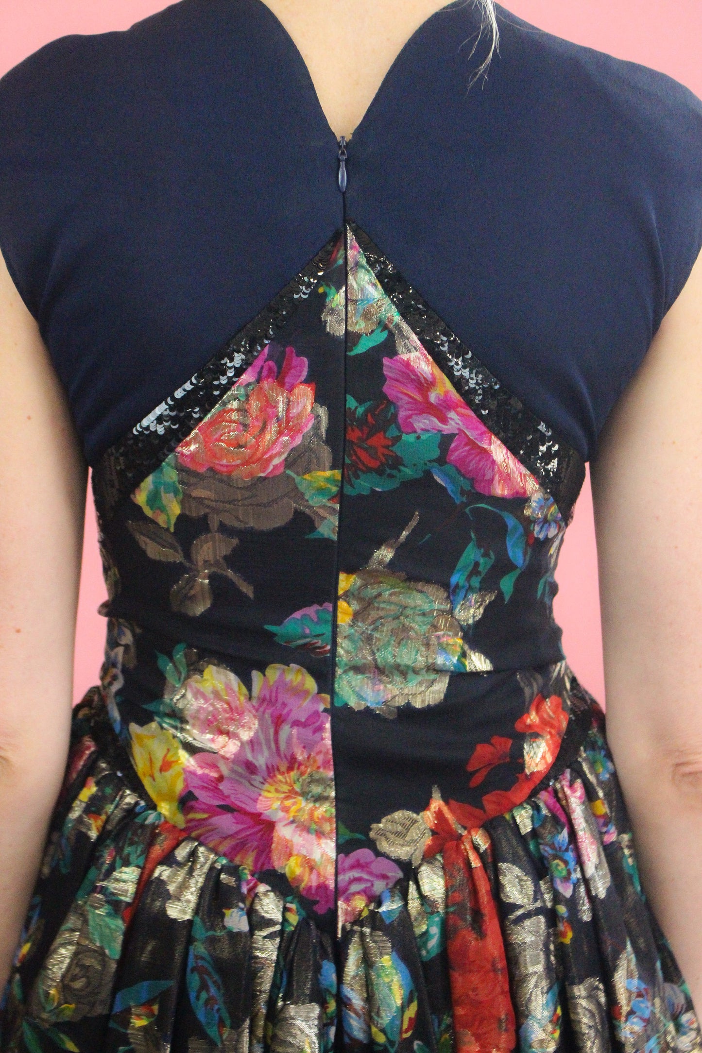 1990's Geoffrey Beene Metallic Floral & Sequin Gown - The Kit Vintage