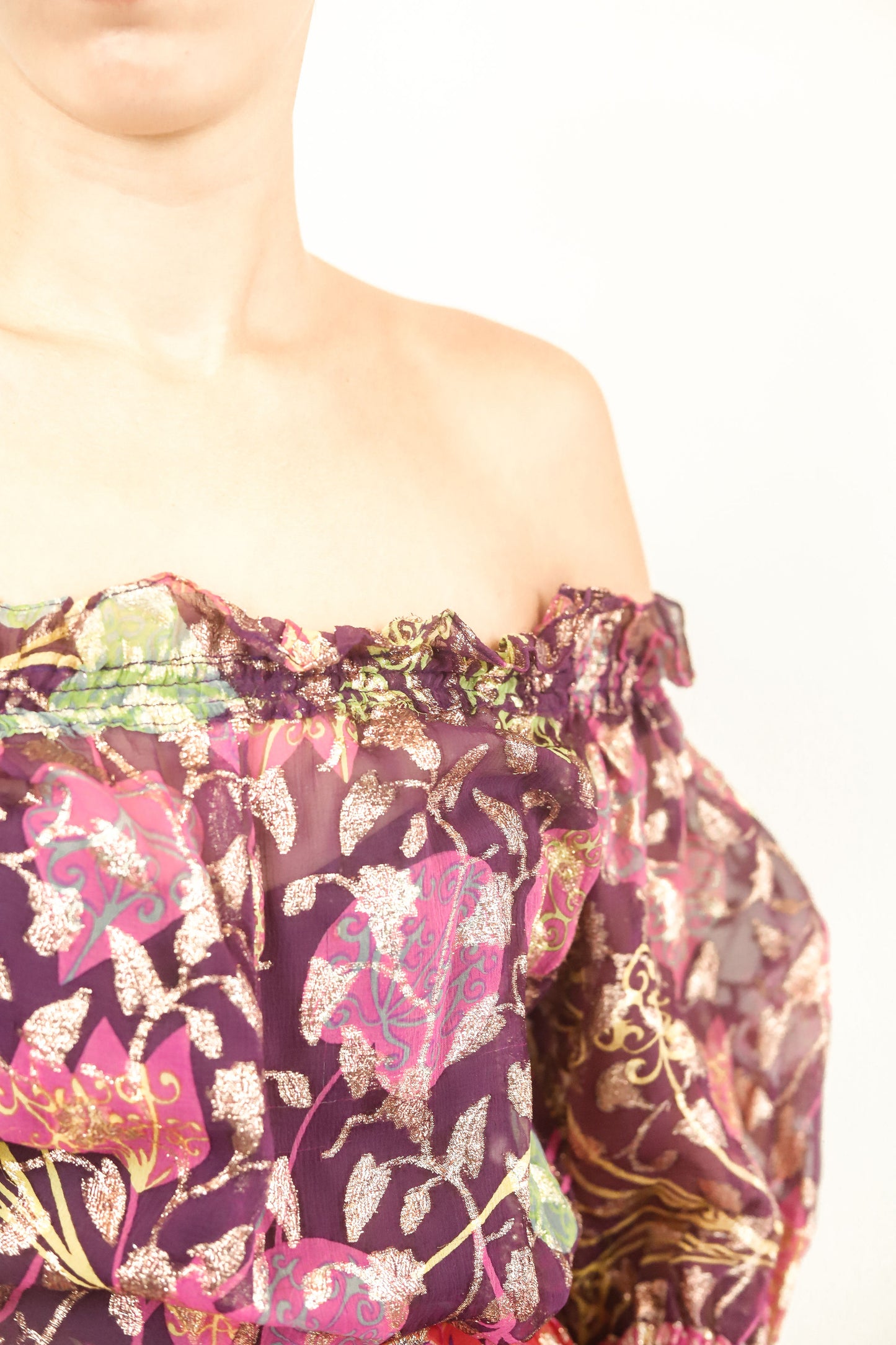 Metallic Paisley Skirt and Off the Shoulder Set - The Kit Vintage