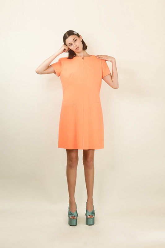 Courreges c. 1980's Peach Sorbet Dress with Pockets - The Kit Vintage