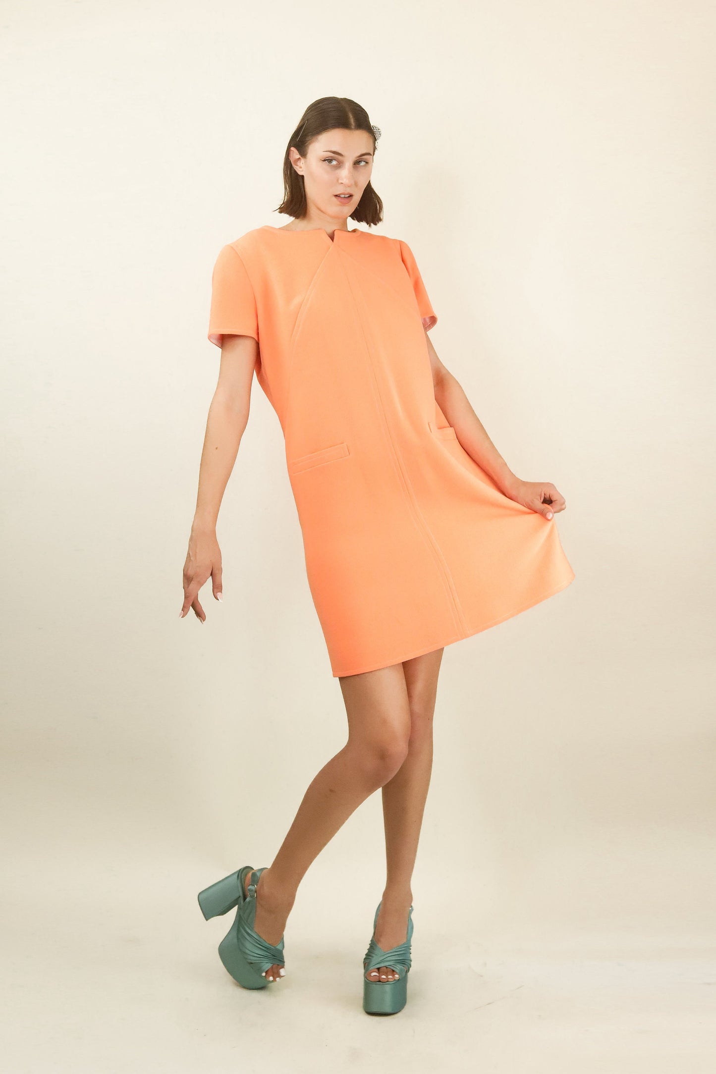 Courreges c. 1980's Peach Sorbet Dress with Pockets