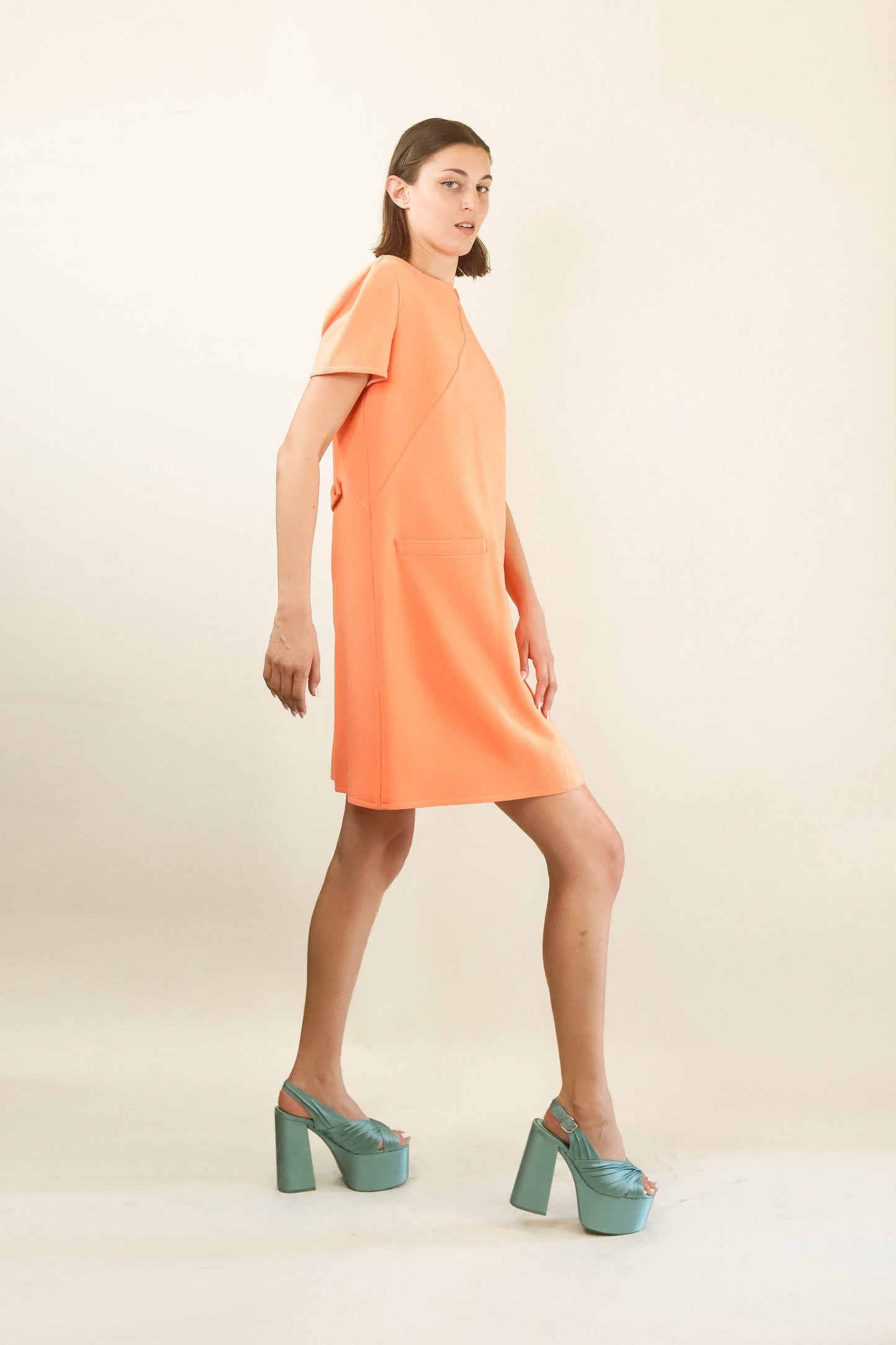 Courreges c. 1980's Peach Sorbet Dress with Pockets