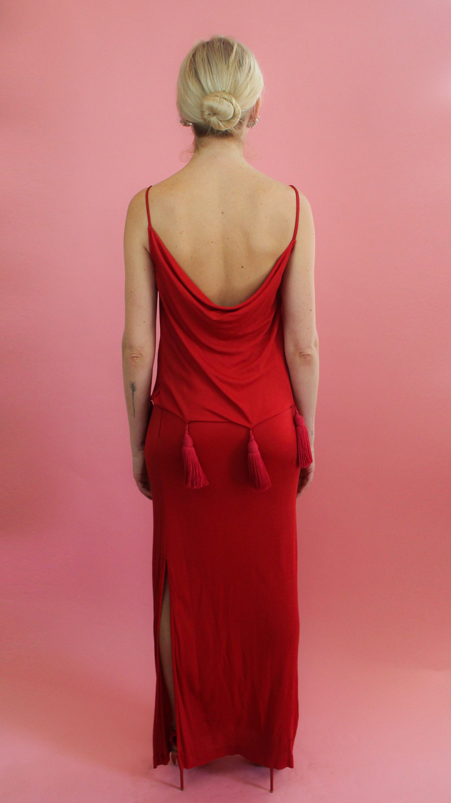 Valentino Red Jersey Tassel Dress - The Kit Vintage