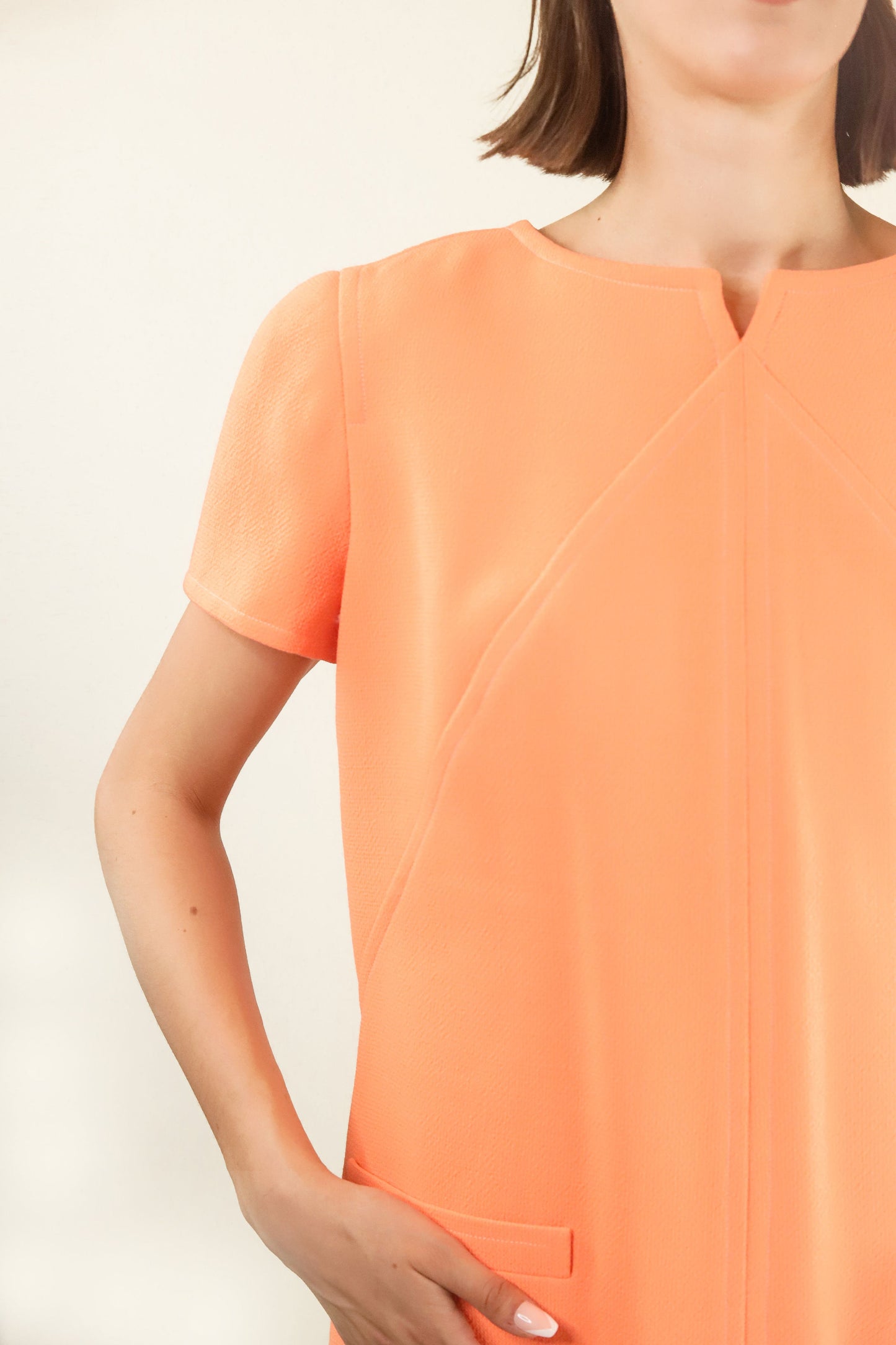 Courreges c. 1980's Peach Sorbet Dress with Pockets