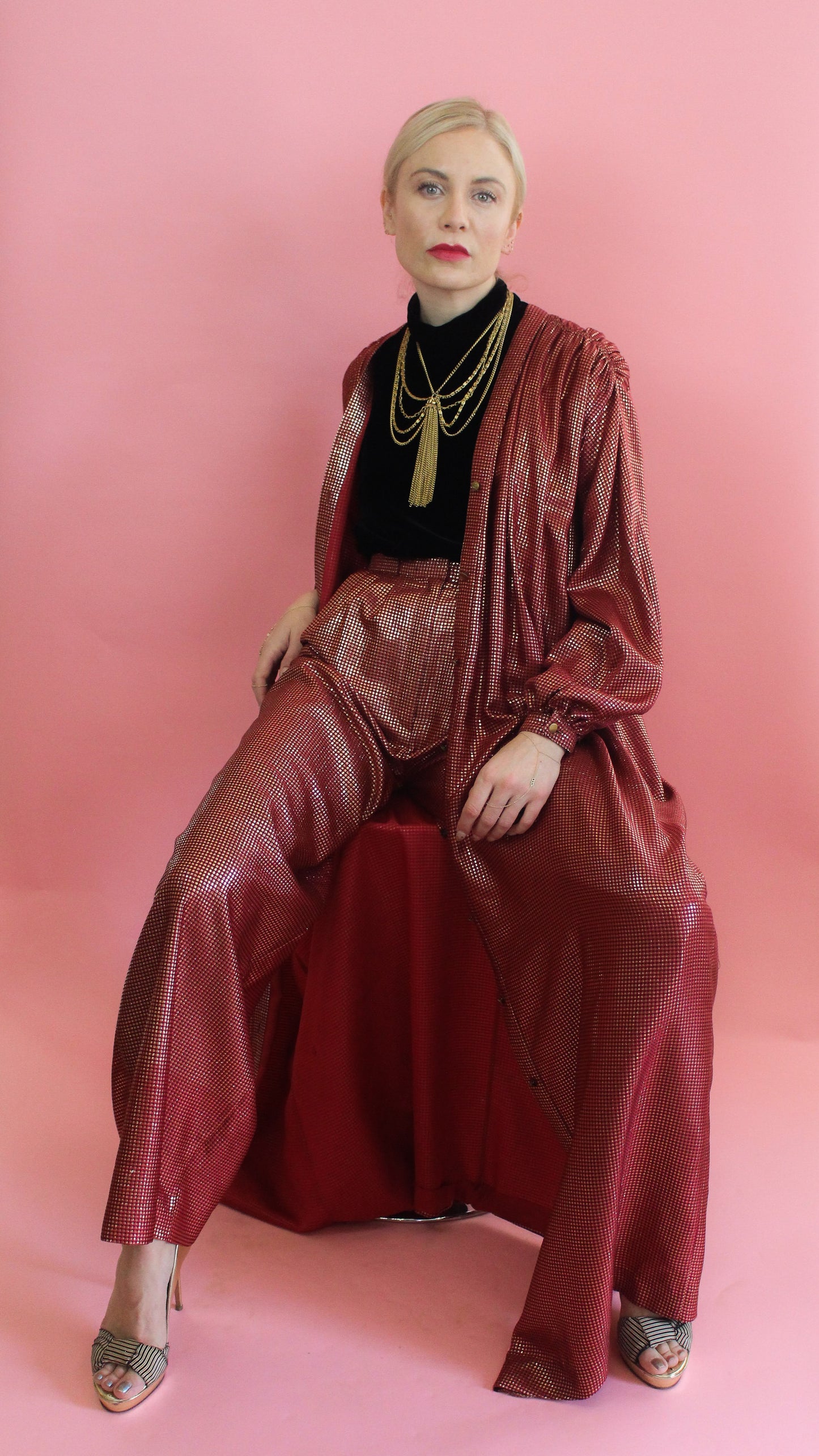 Geoffrey Beene Red Metallic Set - The Kit Vintage