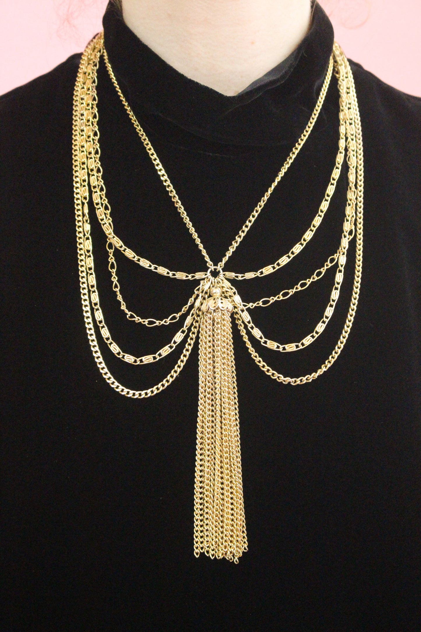 Multi Chain Tassel Necklace - The Kit Vintage