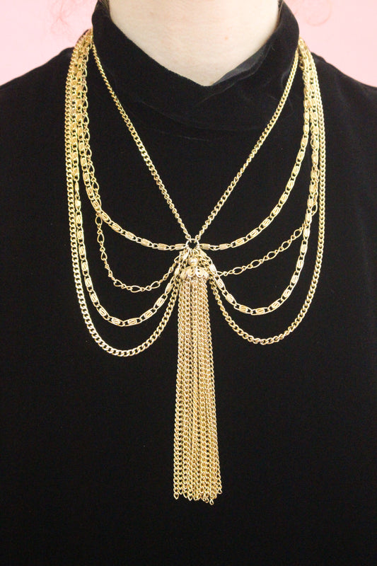 Multi Chain Tassel Necklace - The Kit Vintage