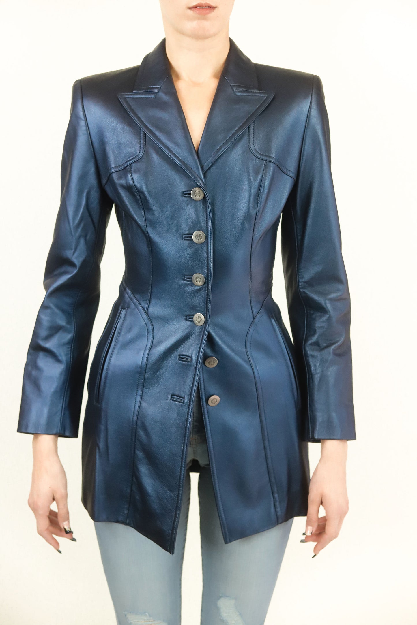 Escada Metallic Blue Blazer