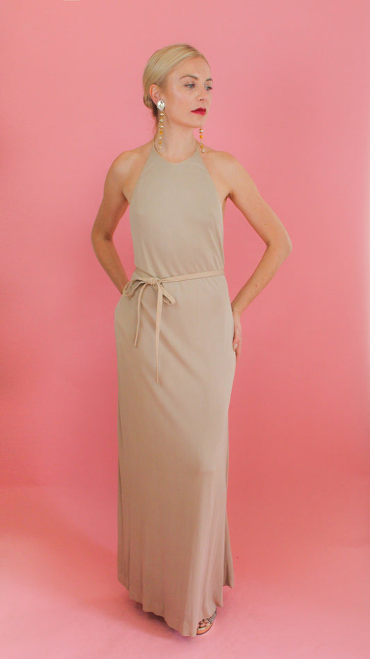 Galanos 1970's Halter Jersey Backless Gown - The Kit Vintage
