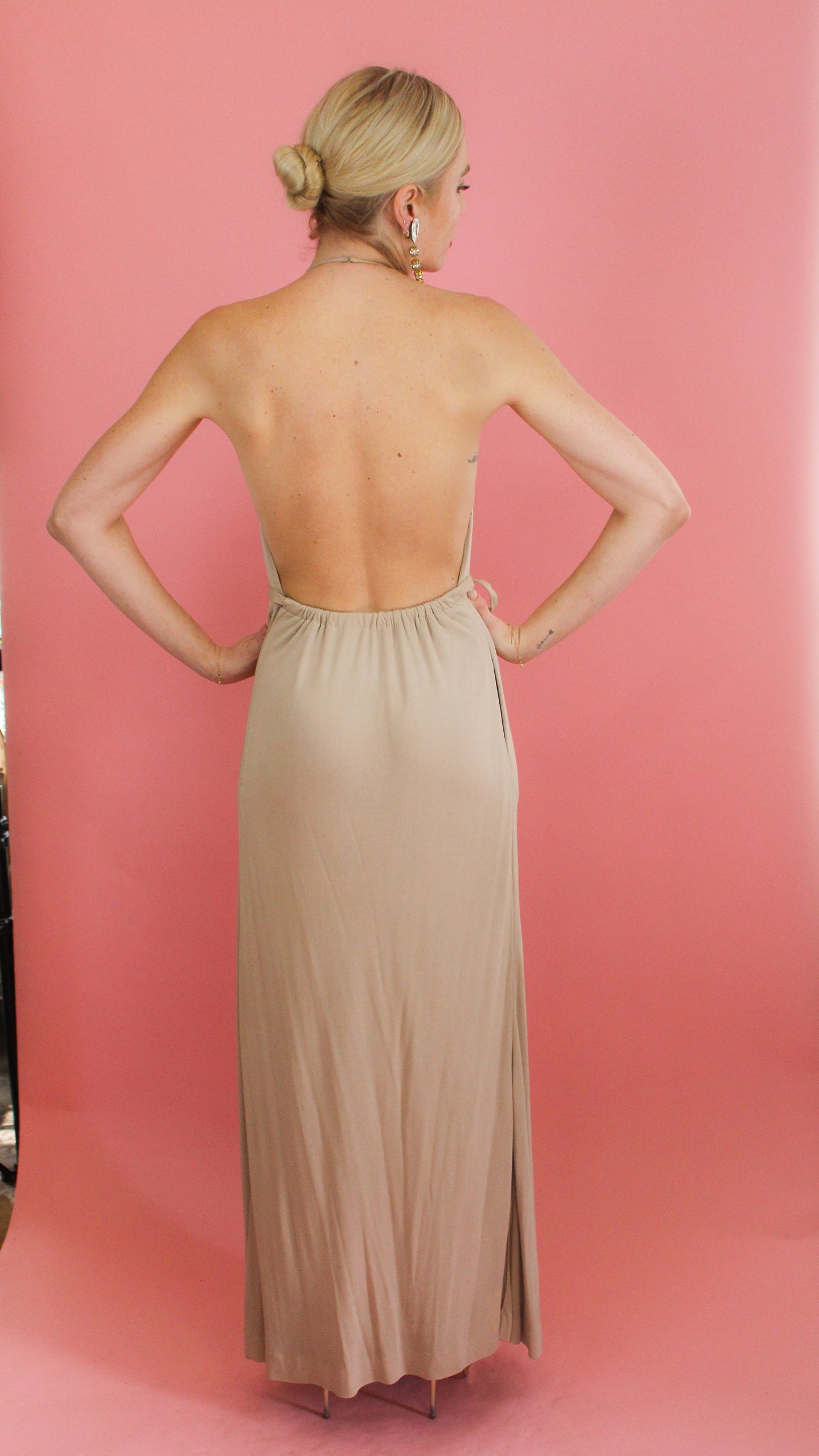 Galanos 1970's Halter Jersey Backless Gown - The Kit Vintage