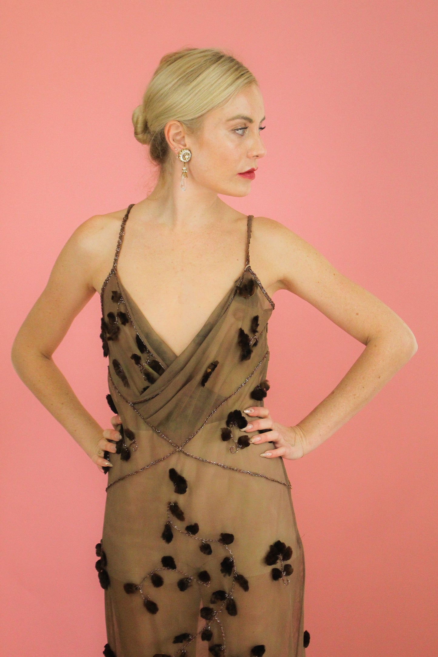 Fendi Fur Embellished Sheer Gown - The Kit Vintage