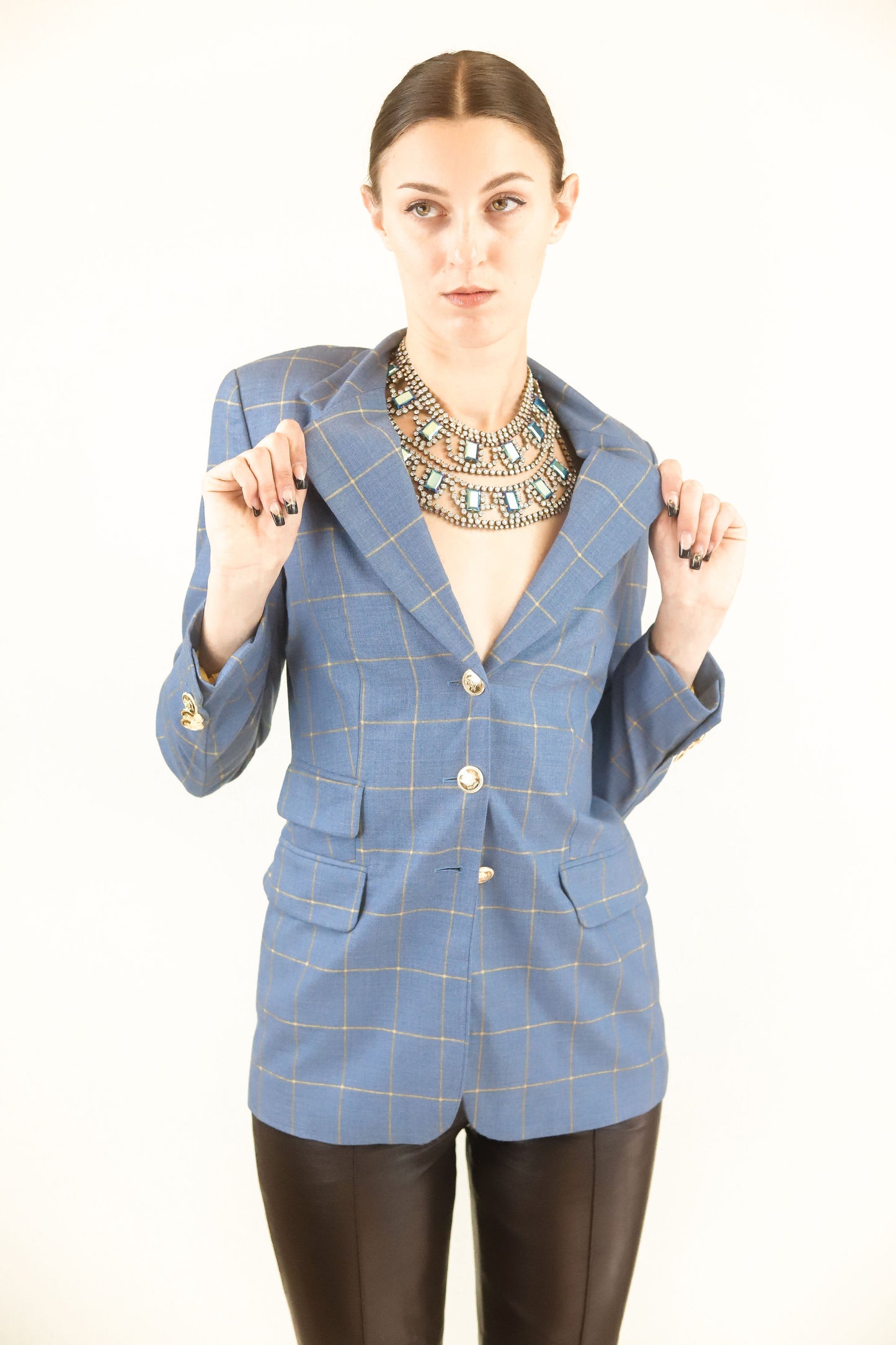Escada Cashmere Window Pane Blazer