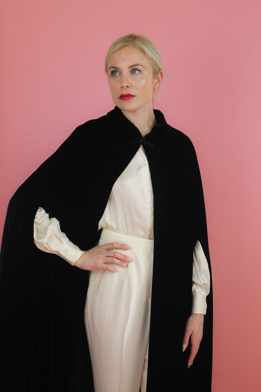 Black Velvet Cape - The Kit Vintage
