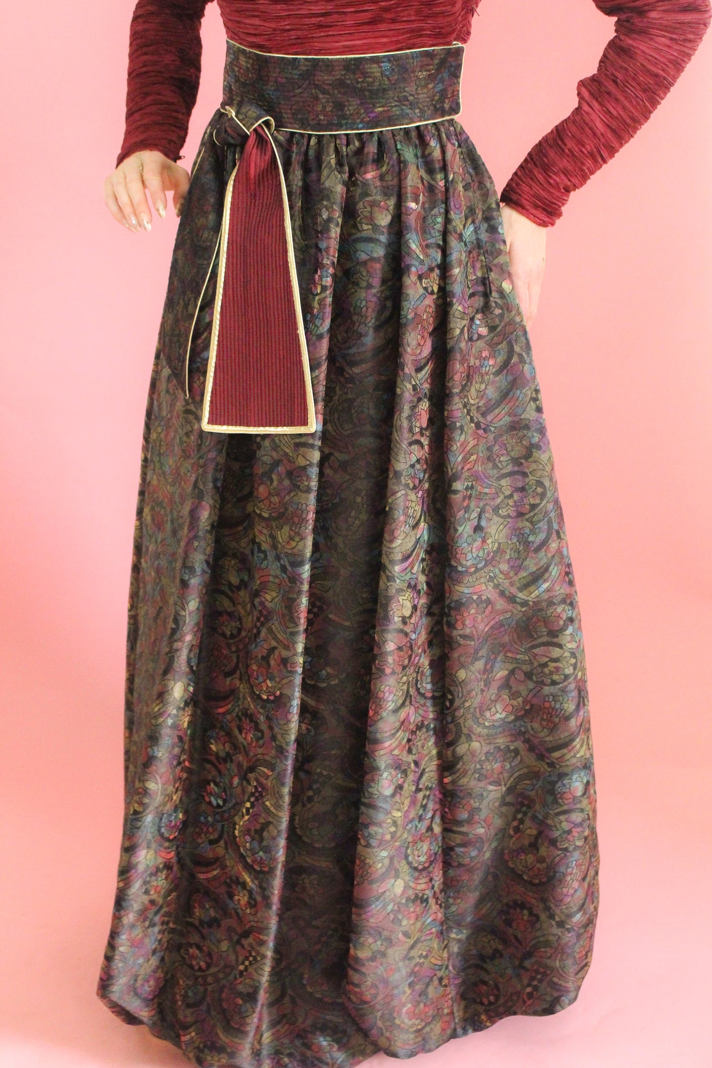 Mary McFadden Couture Belted Jacquard Print Gown - The Kit Vintage