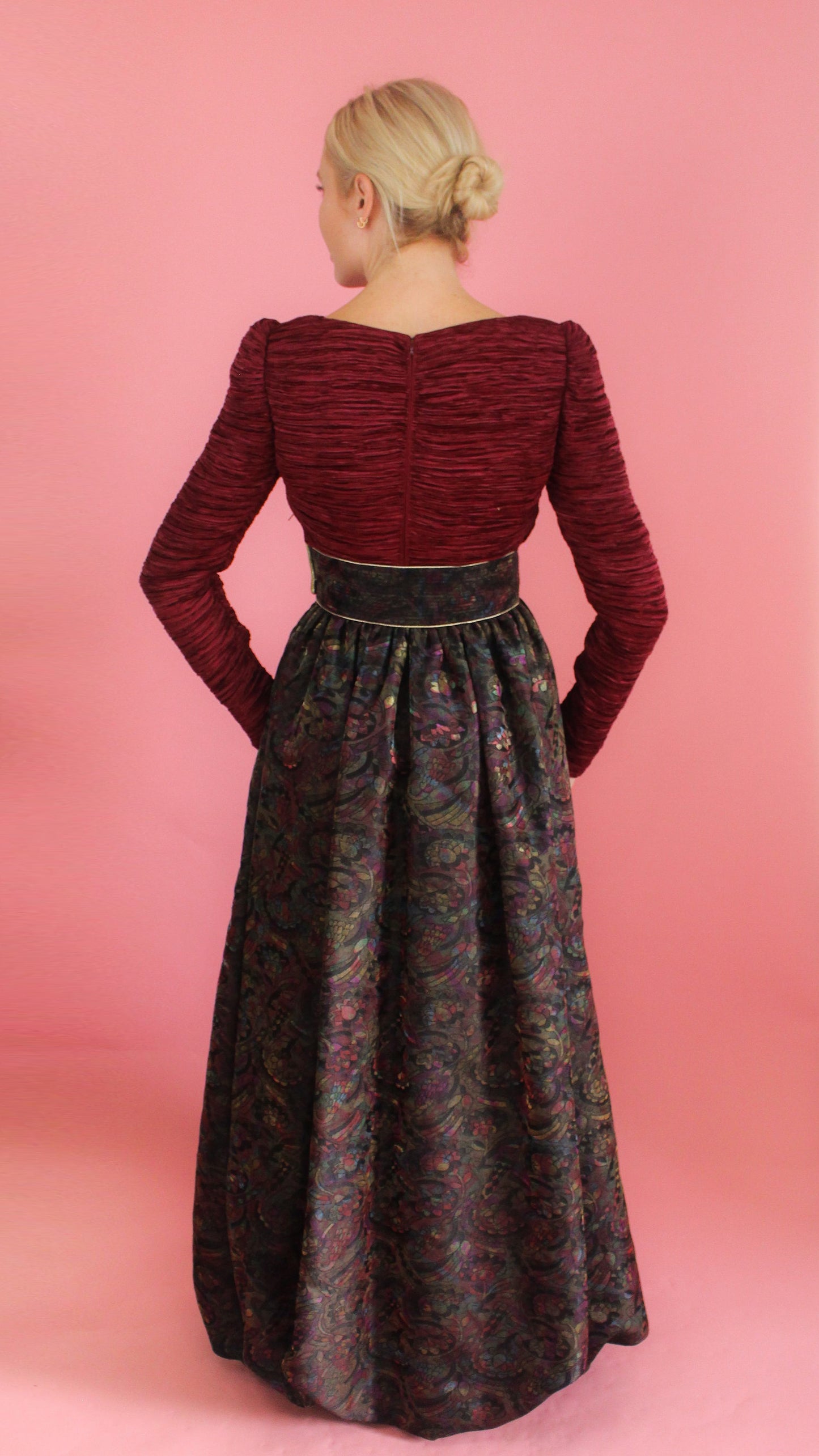 Mary McFadden Couture Belted Jacquard Print Gown - The Kit Vintage