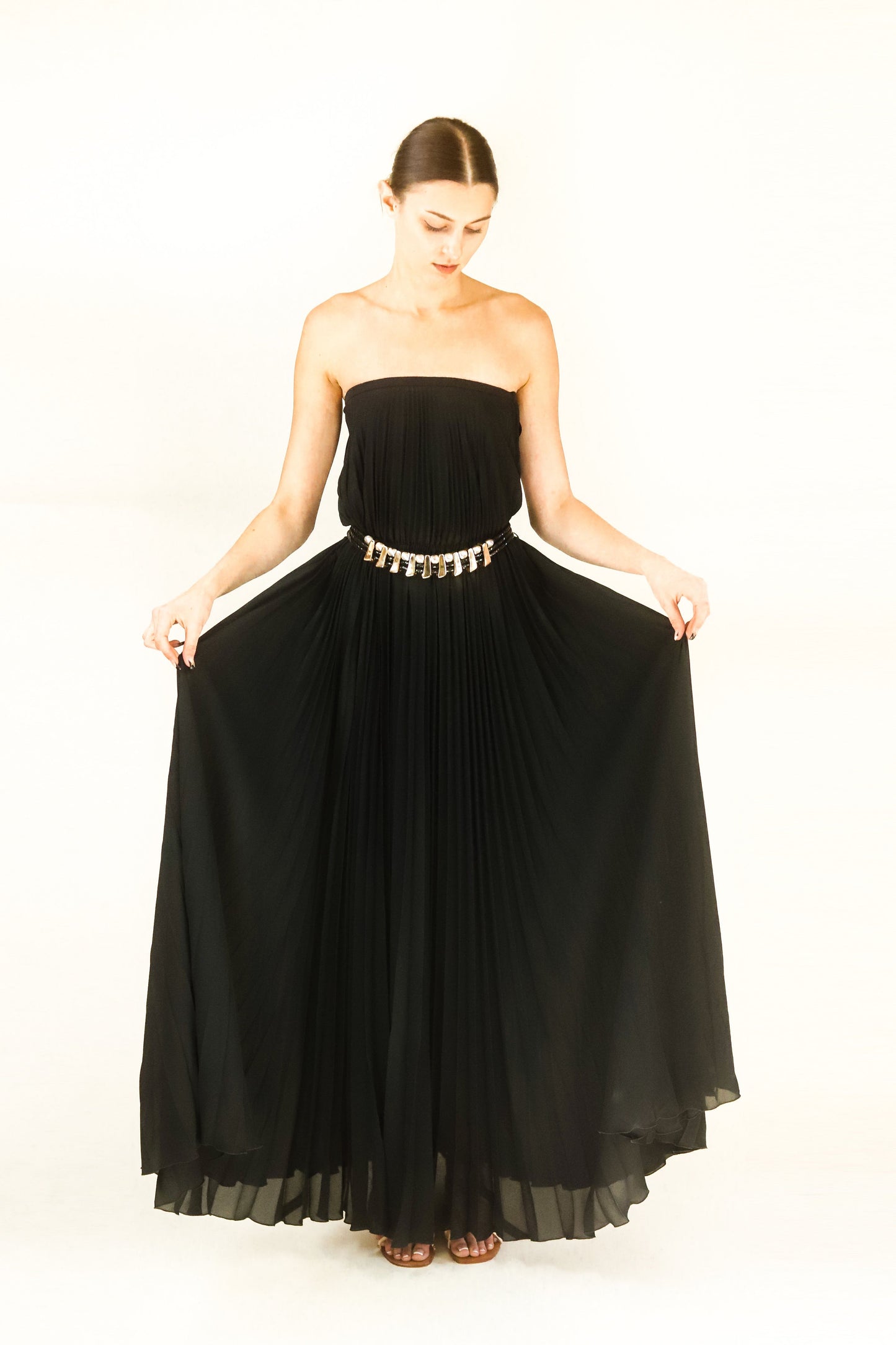Albert Capraro Strapless Pleated Gown - The Kit Vintage