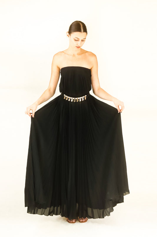 Albert Capraro Strapless Pleated Gown - The Kit Vintage