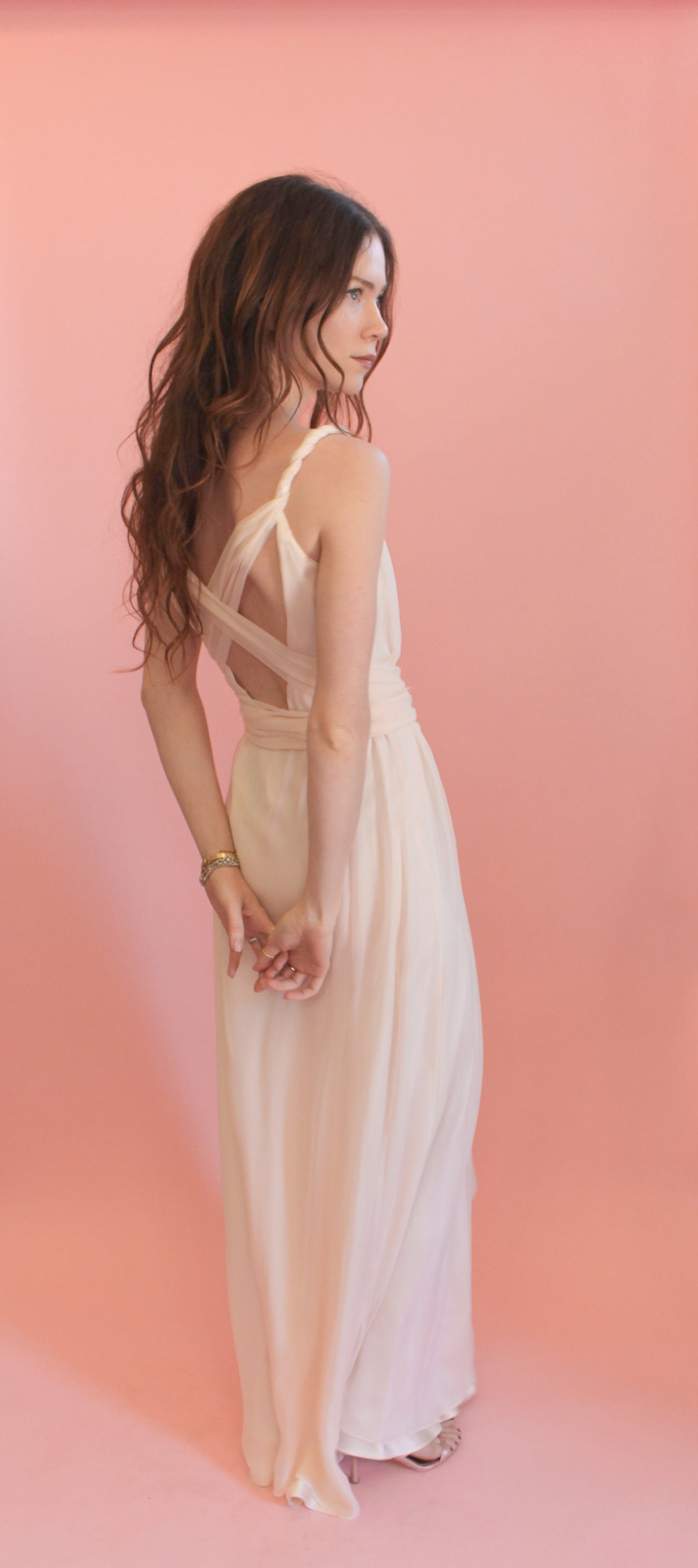 Jane Booke Silk Goddess Chiffon Grecian Style Gown - The Kit Vintage