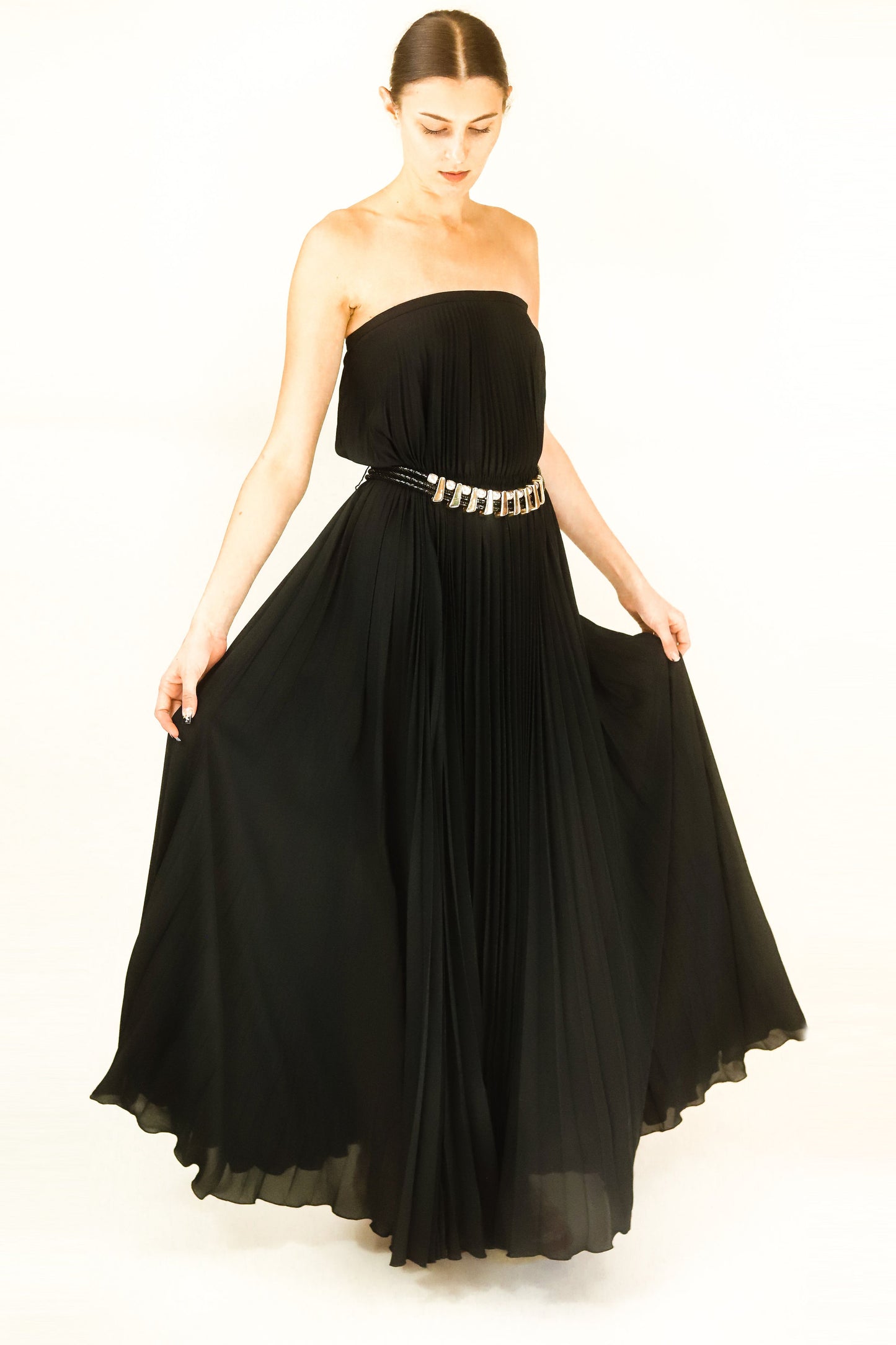 Albert Capraro Strapless Pleated Gown - The Kit Vintage