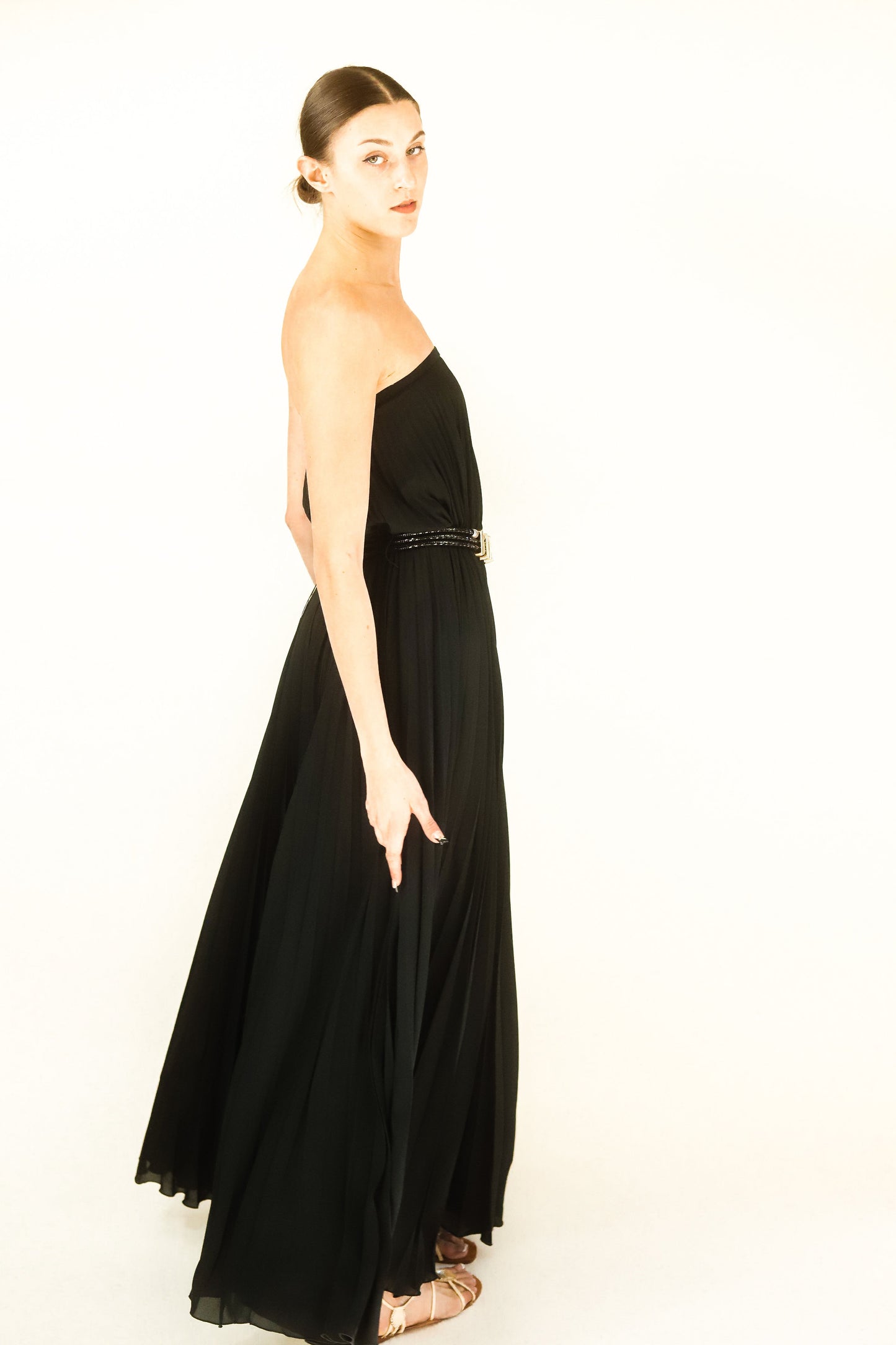 Albert Capraro Strapless Pleated Gown - The Kit Vintage