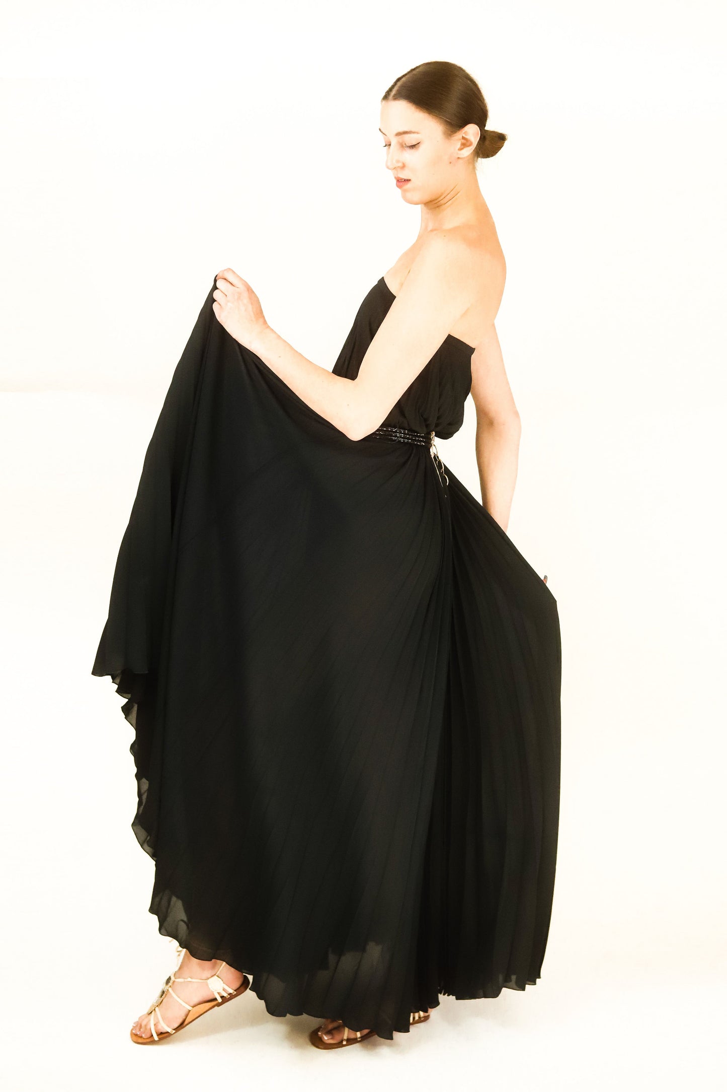 Albert Capraro Strapless Pleated Gown - The Kit Vintage