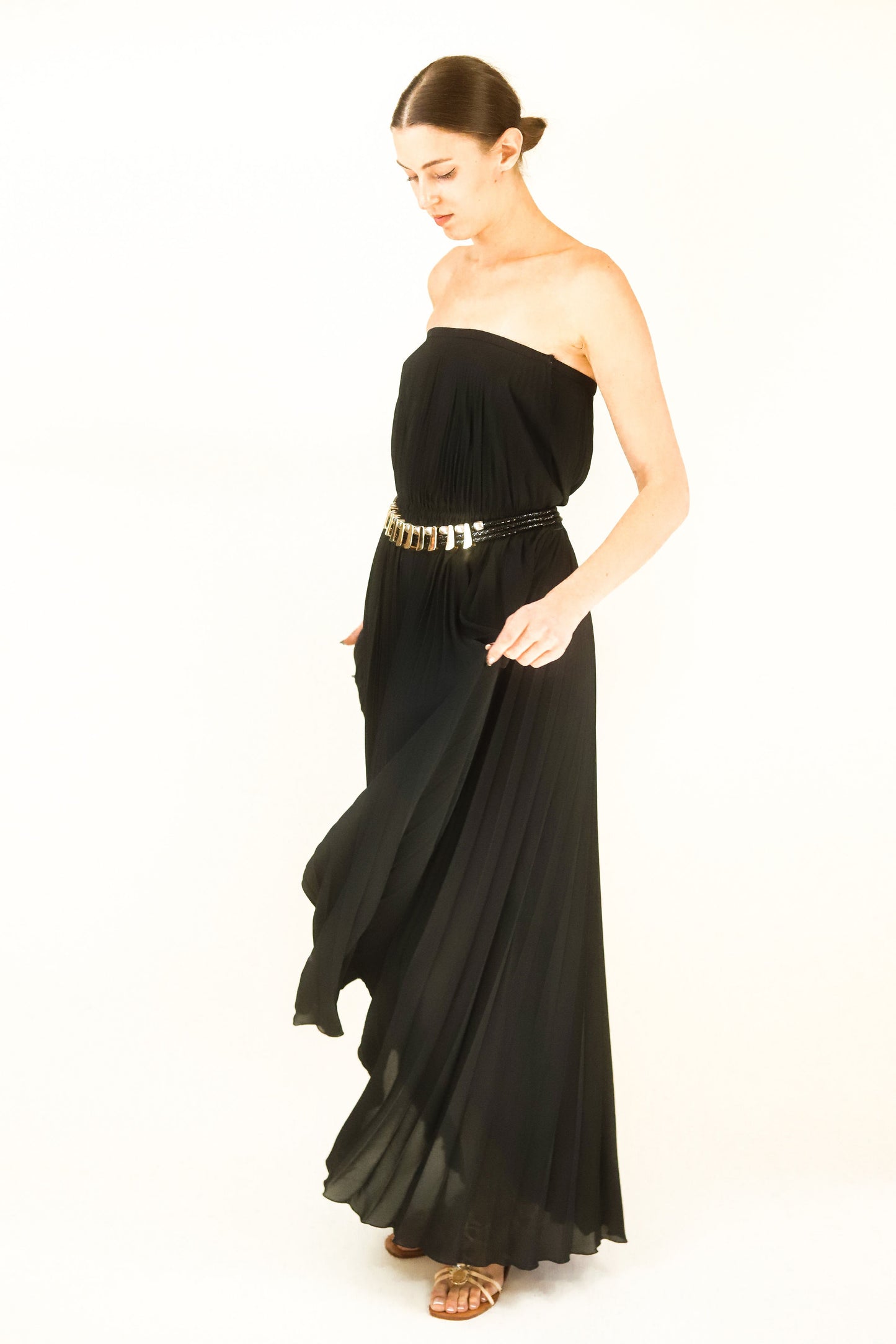 Albert Capraro Strapless Pleated Gown - The Kit Vintage