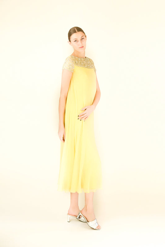 Malcolm Starr Chiffon Embellished Dress - The Kit Vintage