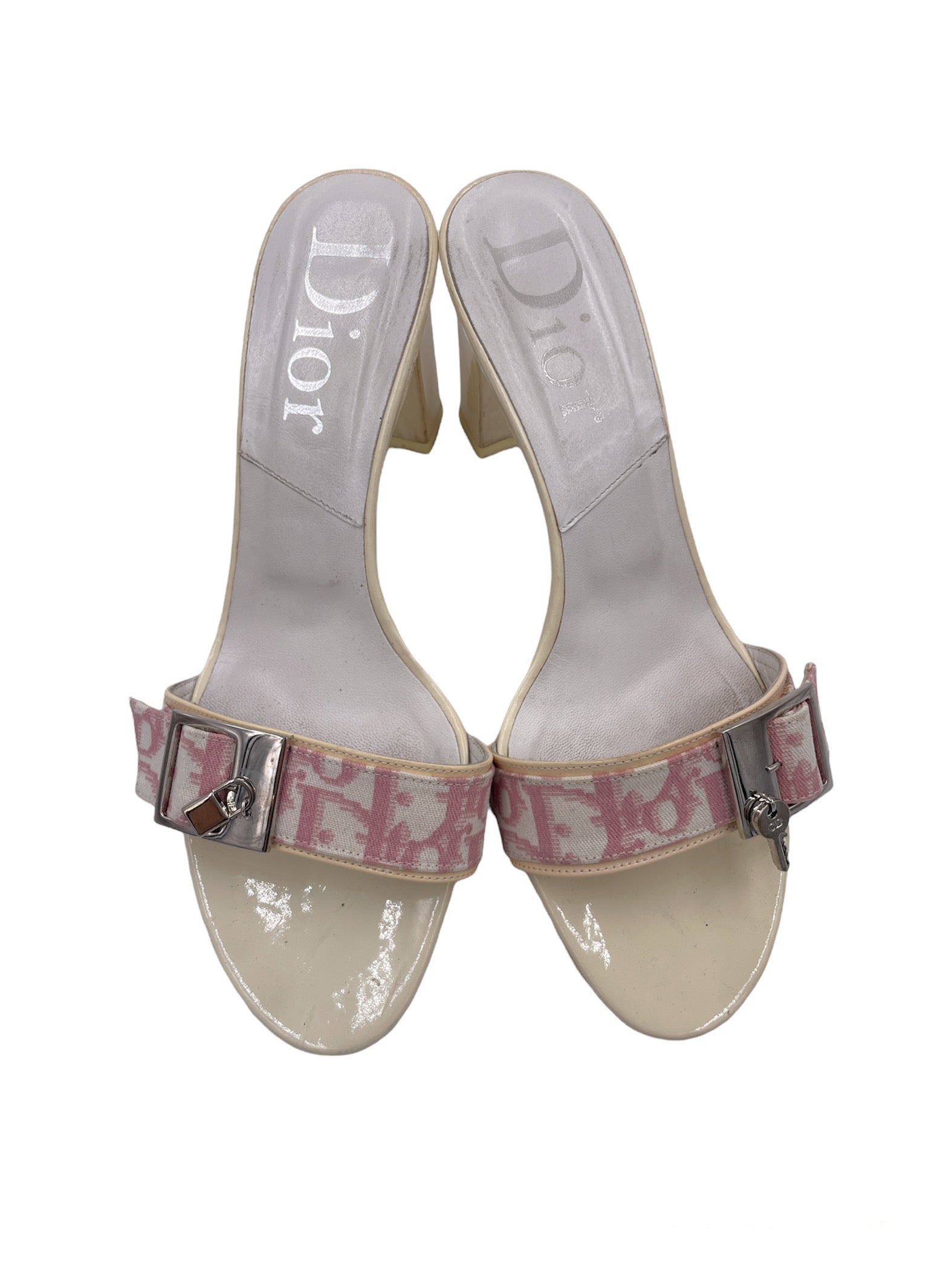Dior Pink and White Monogram Sandals - The Kit Vintage